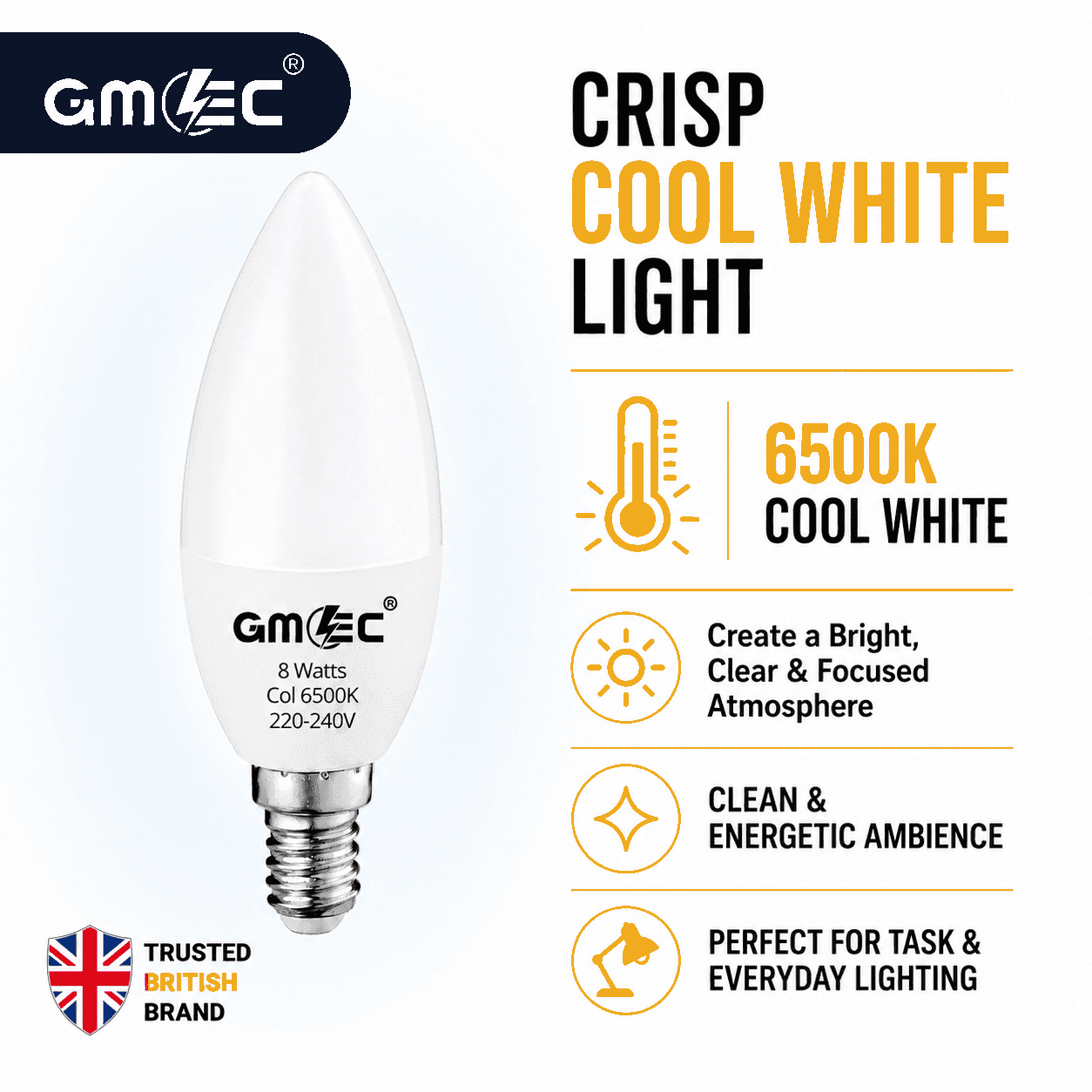 E14 8W LED Candle Bulb Cool White 6500K 1400 Lumens thumbnail 10