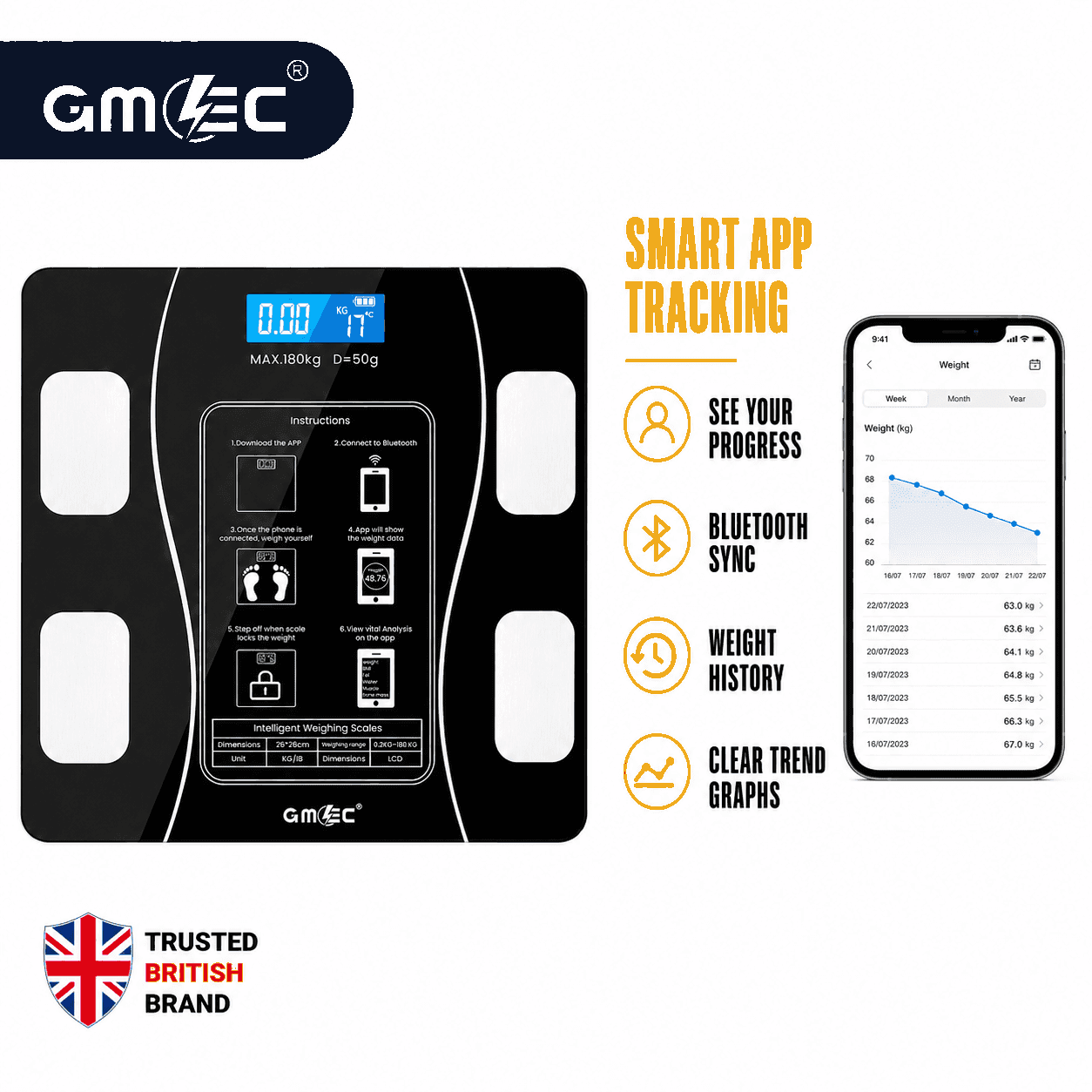 Bluetooth Body Fat Smart Scale Digital BMI Bathroom Scale thumbnail 7