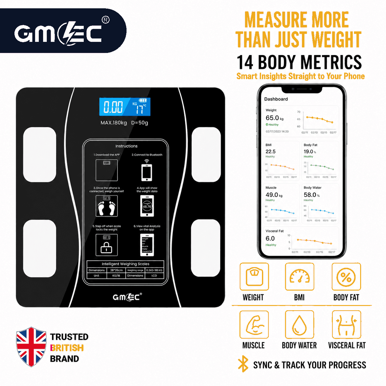 Bluetooth Body Fat Smart Scale Digital BMI Bathroom Scale thumbnail 10