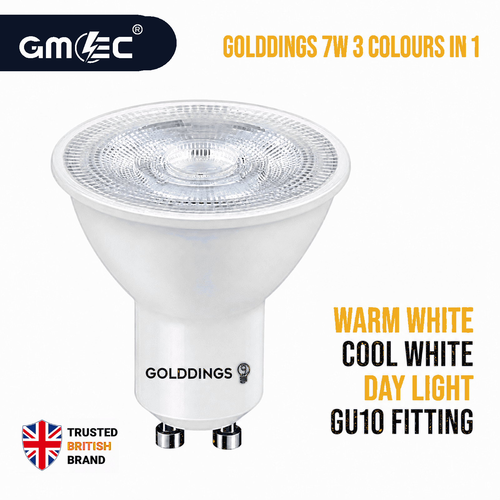 GU10 7W LED Bulb 3 Colour Changing Warm White, Daylight & Cool White thumbnail 2