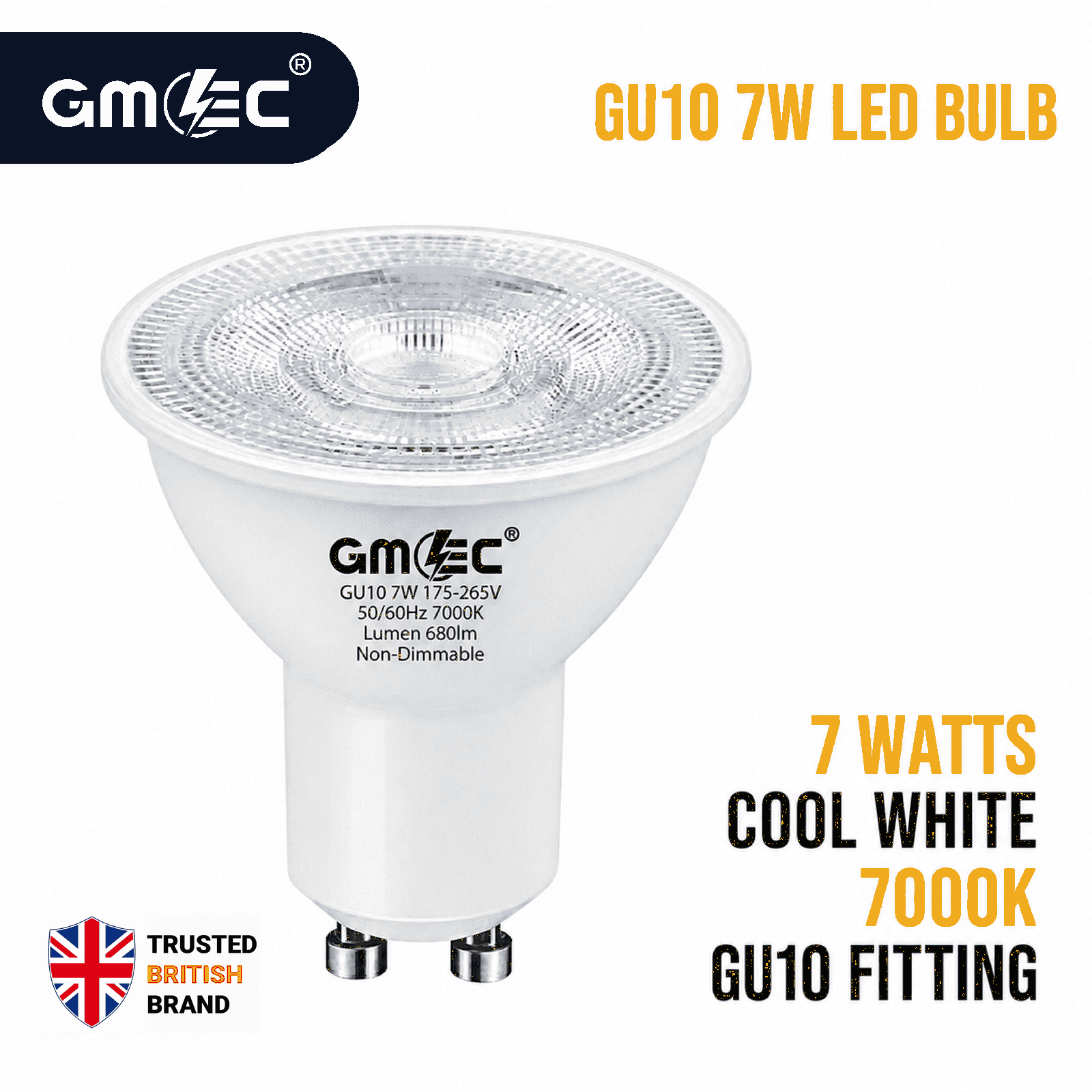 7W GU10 LED Bulb Cool White 7000K 680 Lumens SMD 2835 thumbnail 2