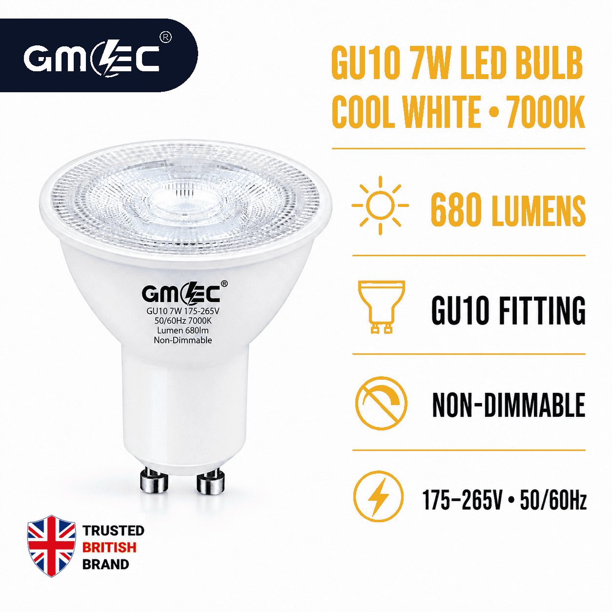 7W GU10 LED Bulb Cool White 7000K 680 Lumens SMD 2835 thumbnail 11