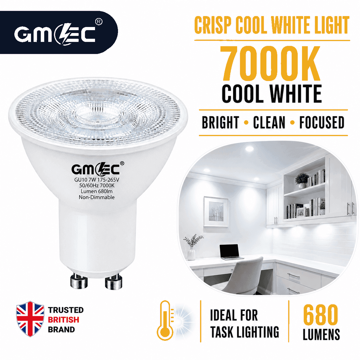 7W GU10 LED Bulb Cool White 7000K 680 Lumens SMD 2835 thumbnail 8