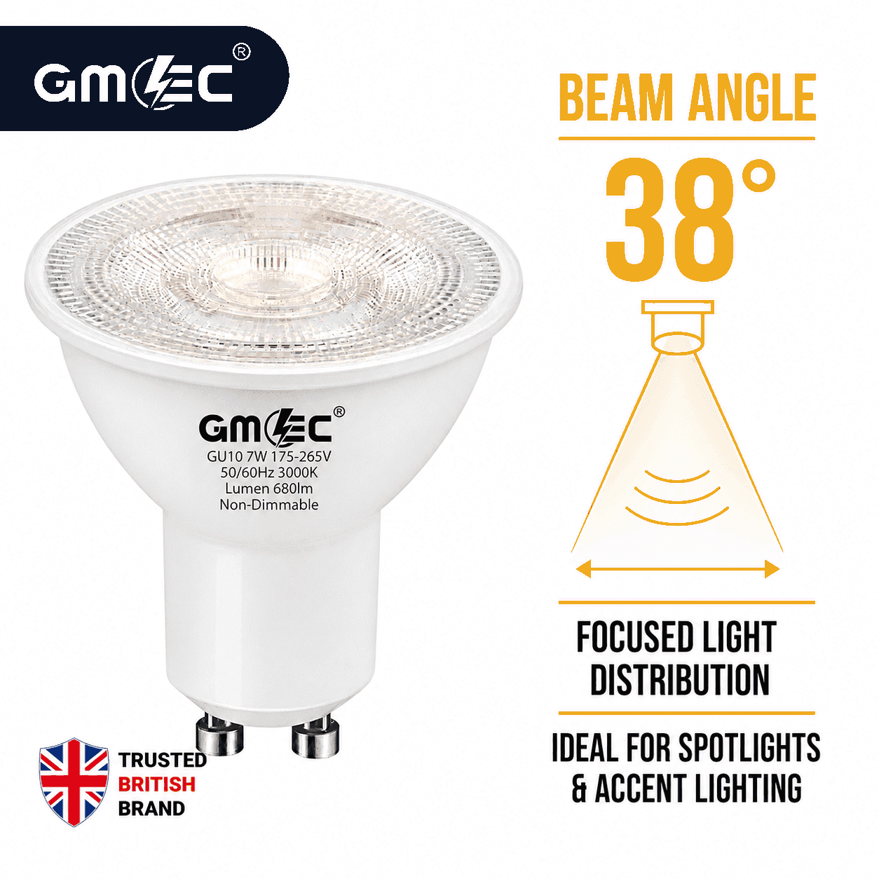 7W GU10 LED Bulb Warm White 3000K 680 Lumens SMD 2835 thumbnail 9