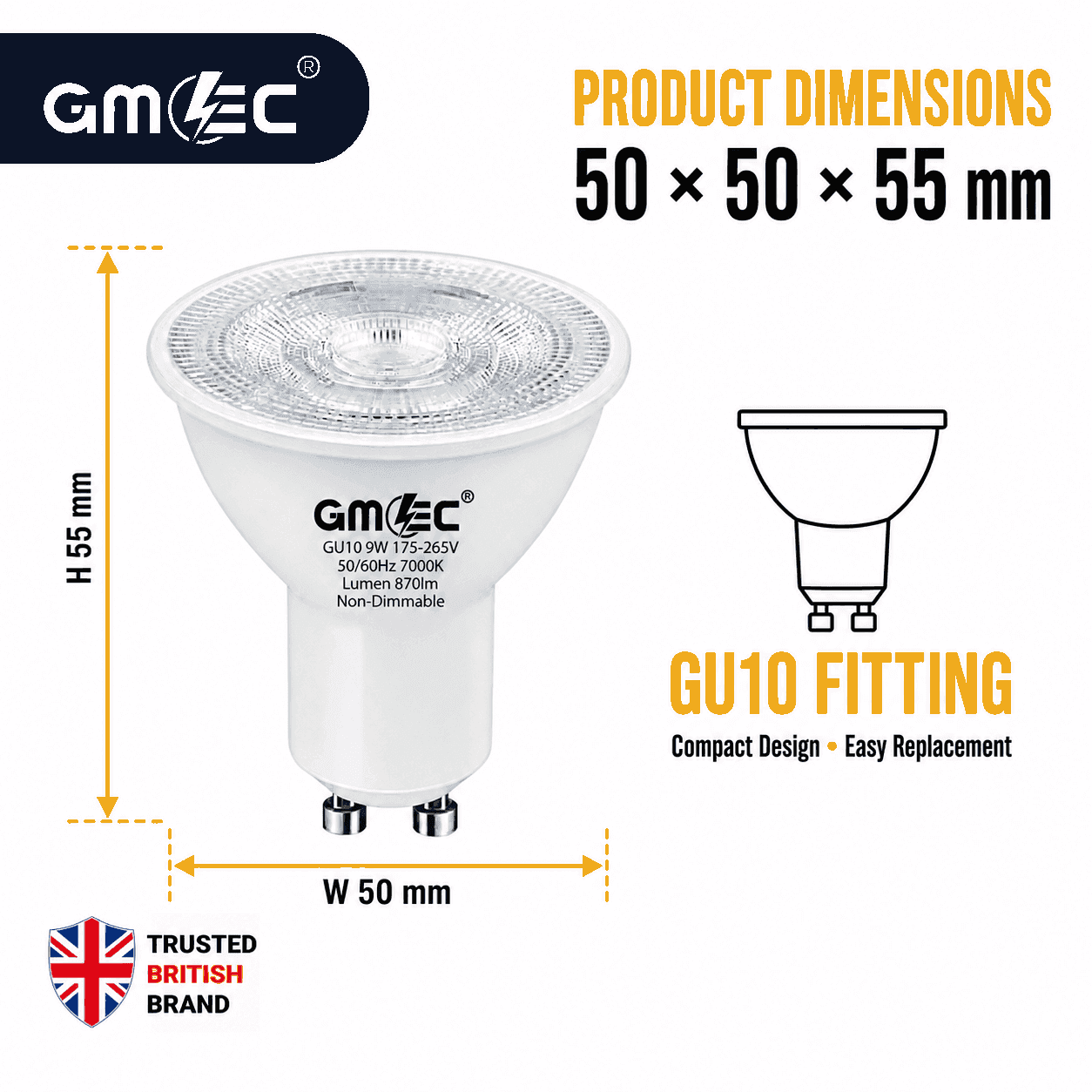 9W GU10 LED Bulb Cool White 7000K 870 Lumens thumbnail 3