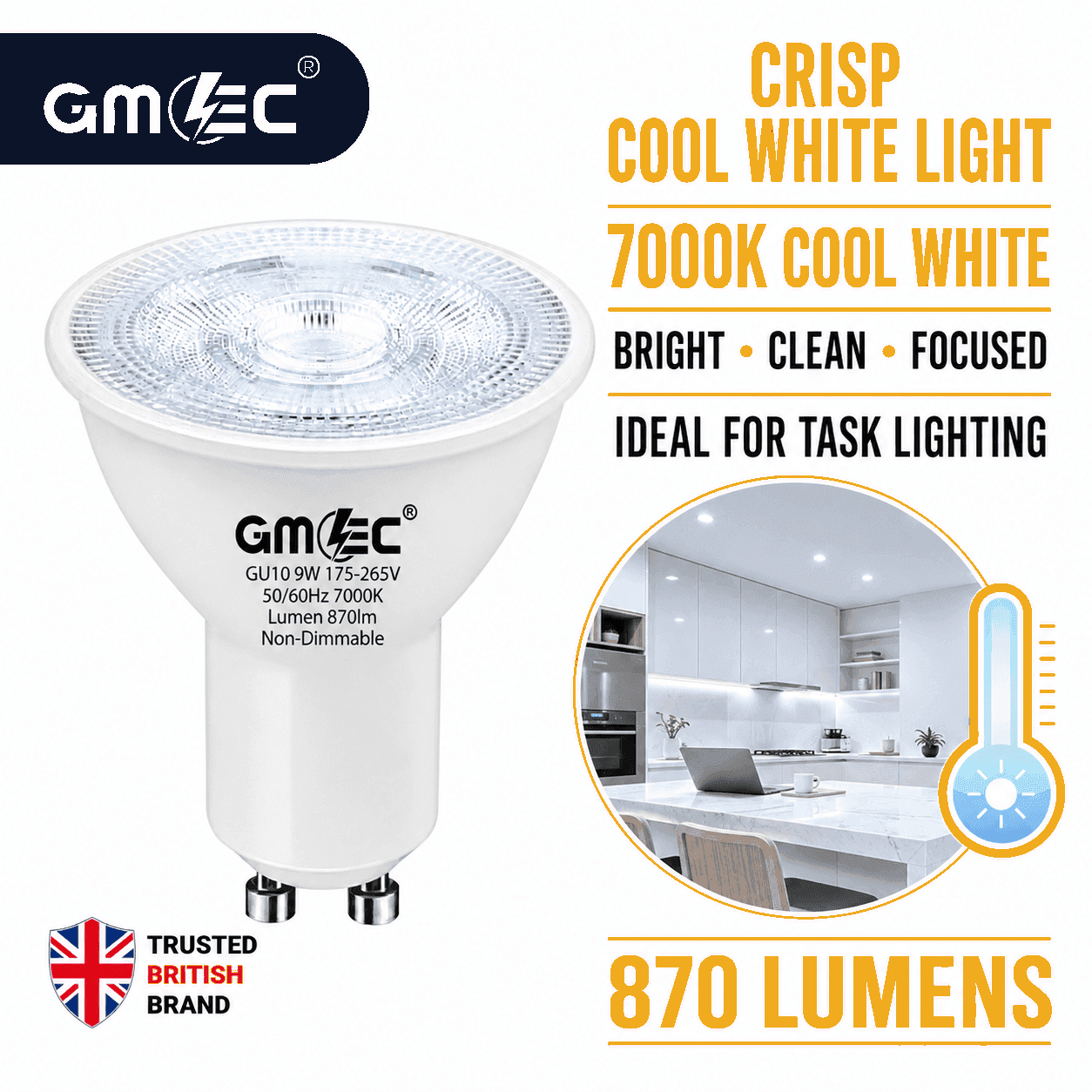 9W GU10 LED Bulb Cool White 7000K 870 Lumens thumbnail 7