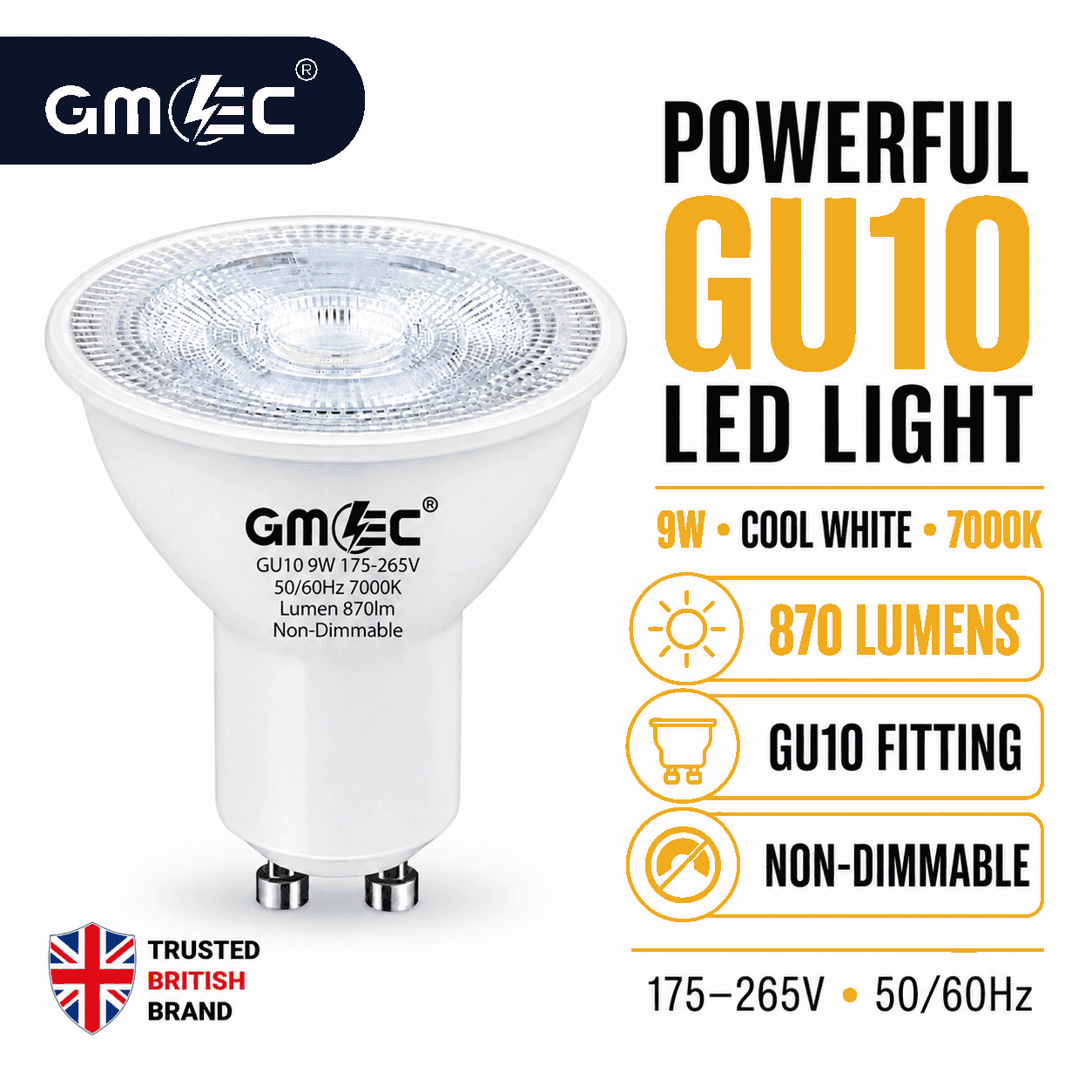 9W GU10 LED Bulb Cool White 7000K 870 Lumens thumbnail 10