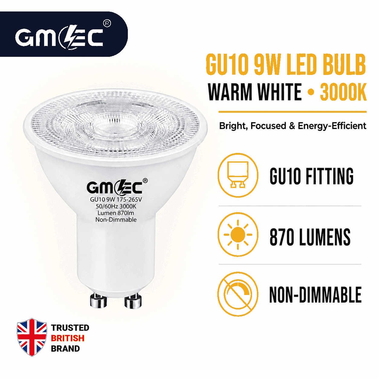 9W GU10 LED Bulb Warm White 3000K 870 Lumens thumbnail 11
