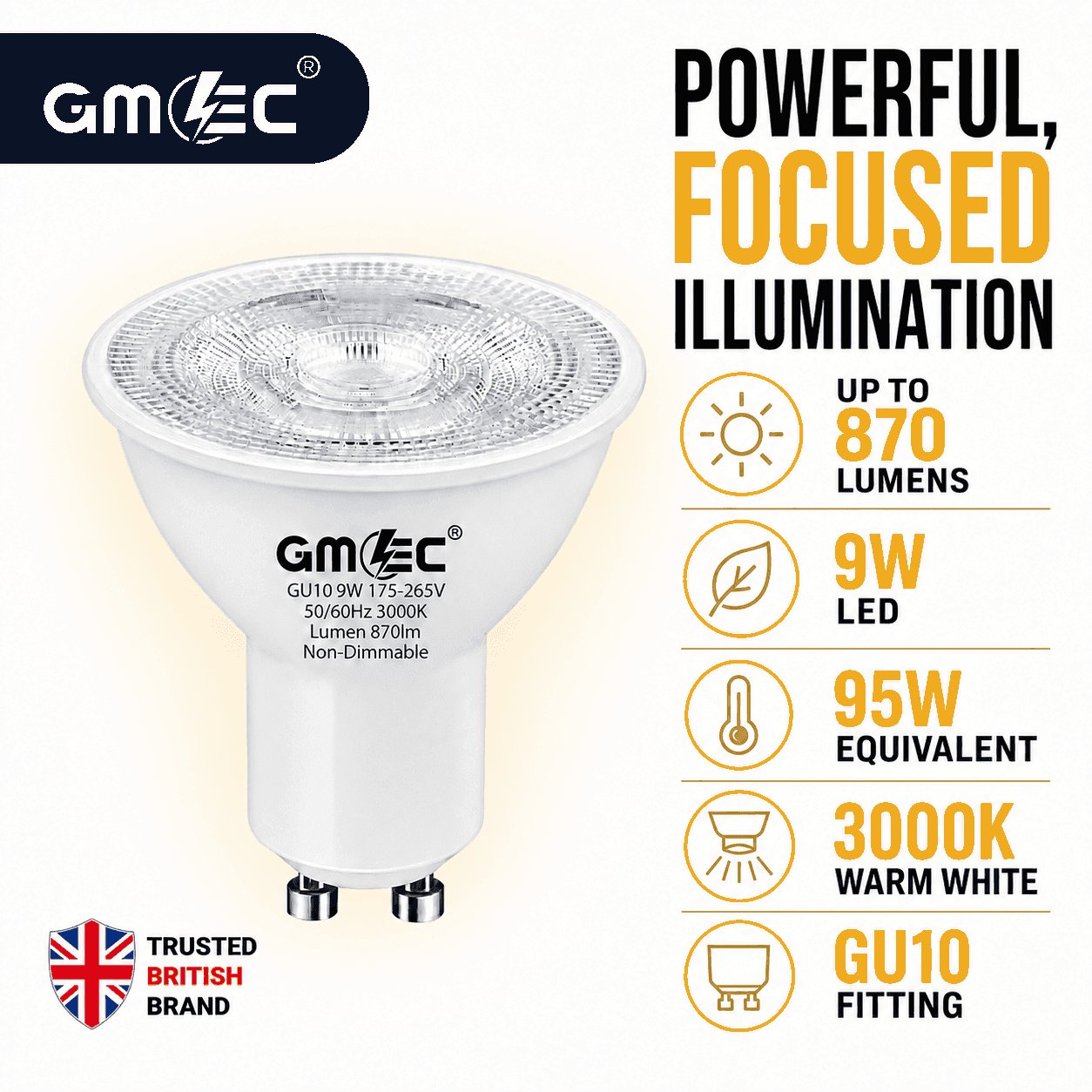 9W GU10 LED Bulb Warm White 3000K 870 Lumens thumbnail 8