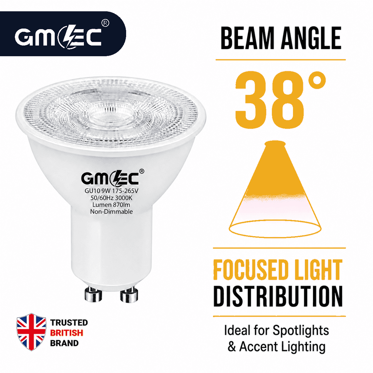 9W GU10 LED Bulb Warm White 3000K 870 Lumens thumbnail 9