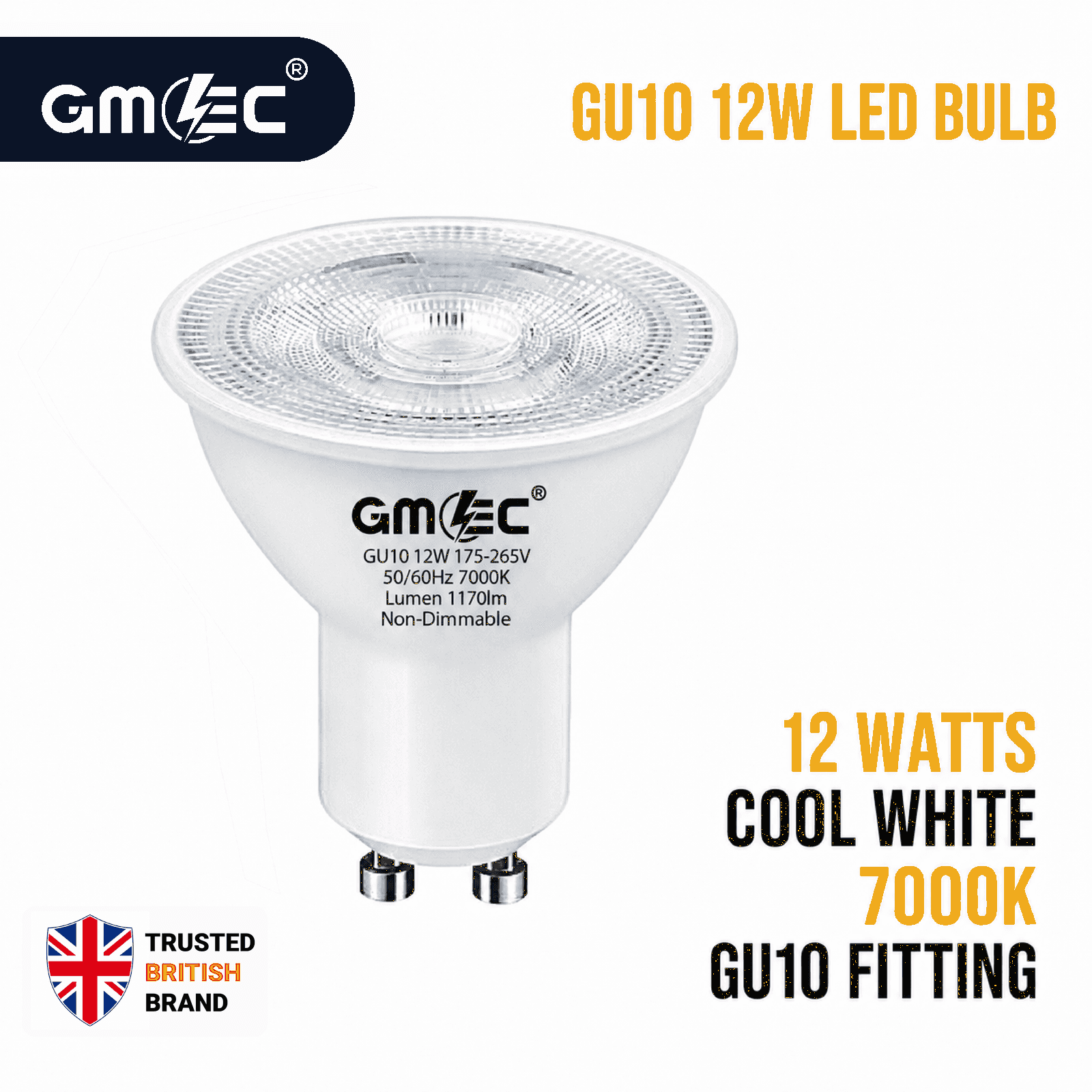 12W GU10 LED Bulb Cool White 7000K 1170 Lumens thumbnail 2