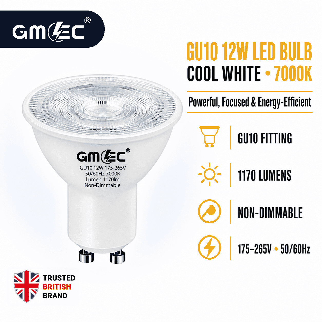 12W GU10 LED Bulb Cool White 7000K 1170 Lumens thumbnail 11