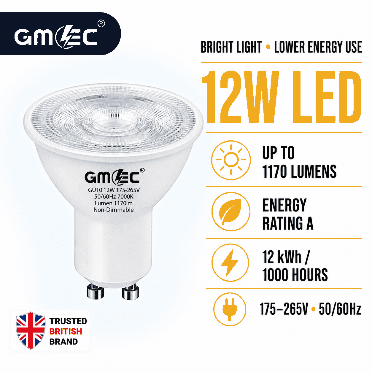 12W GU10 LED Bulb Cool White 7000K 1170 Lumens thumbnail 6