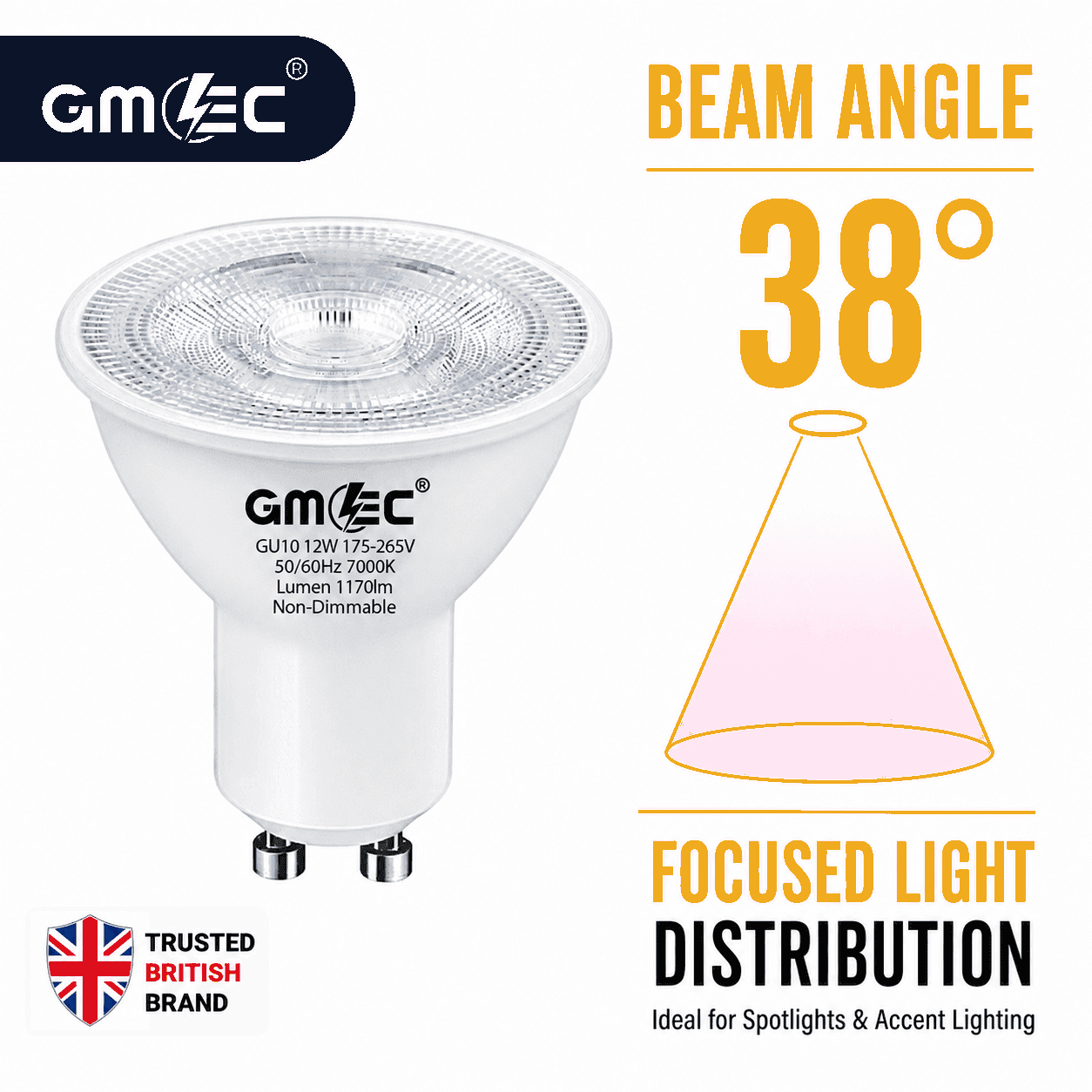 12W GU10 LED Bulb Cool White 7000K 1170 Lumens thumbnail 9