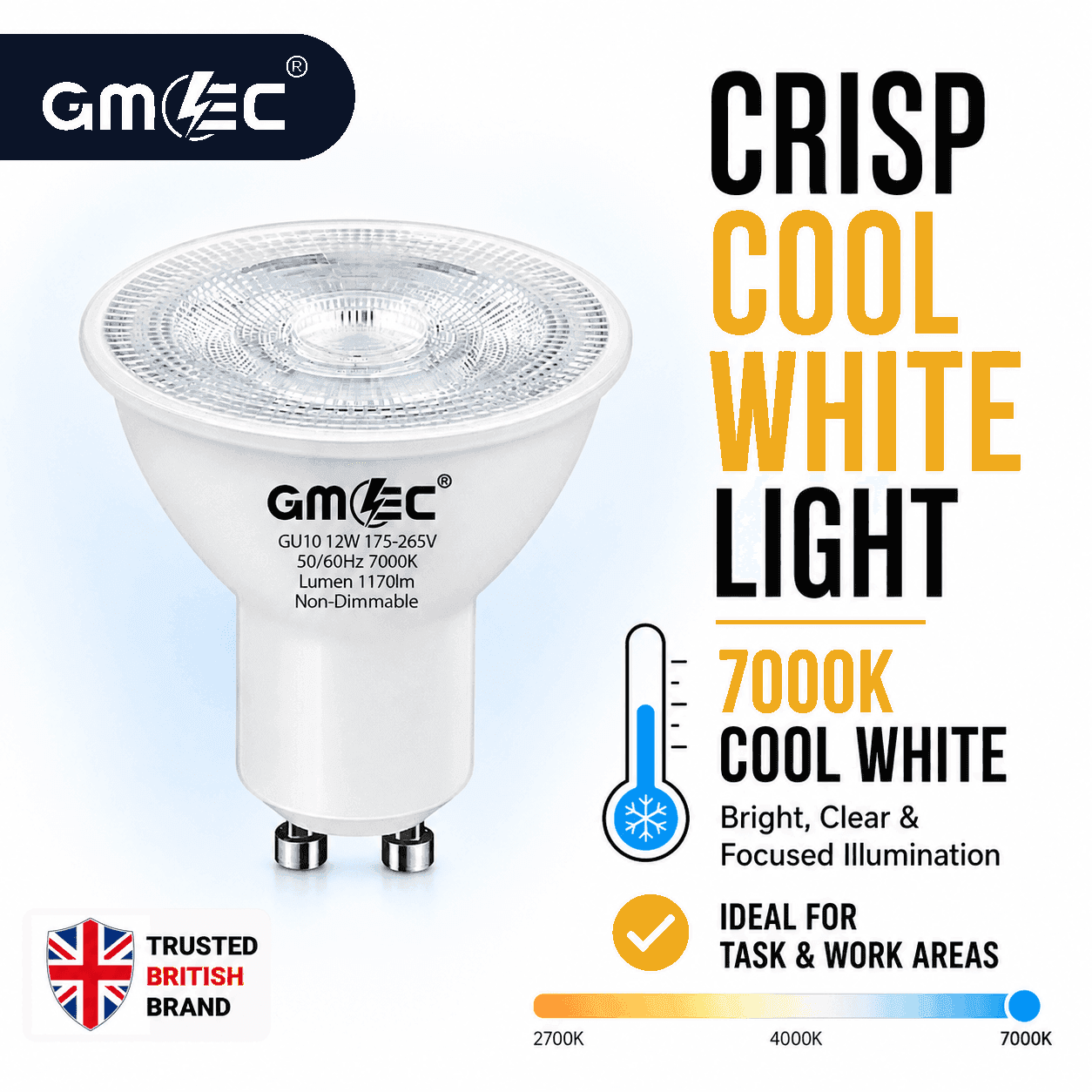 12W GU10 LED Bulb Cool White 7000K 1170 Lumens thumbnail 10