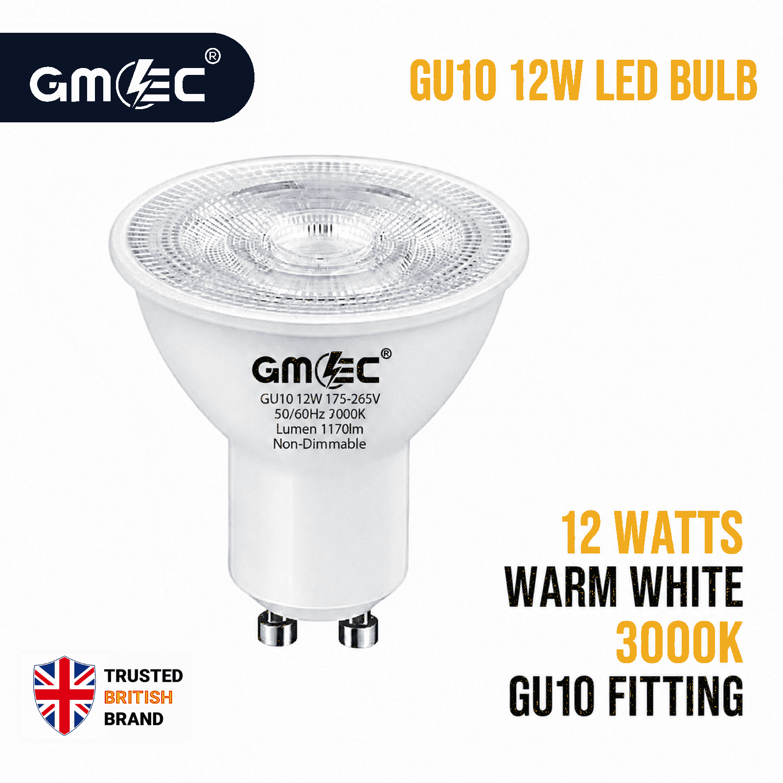 12W GU10 LED Bulb Warm White 3000K 1170 Lumens thumbnail 2