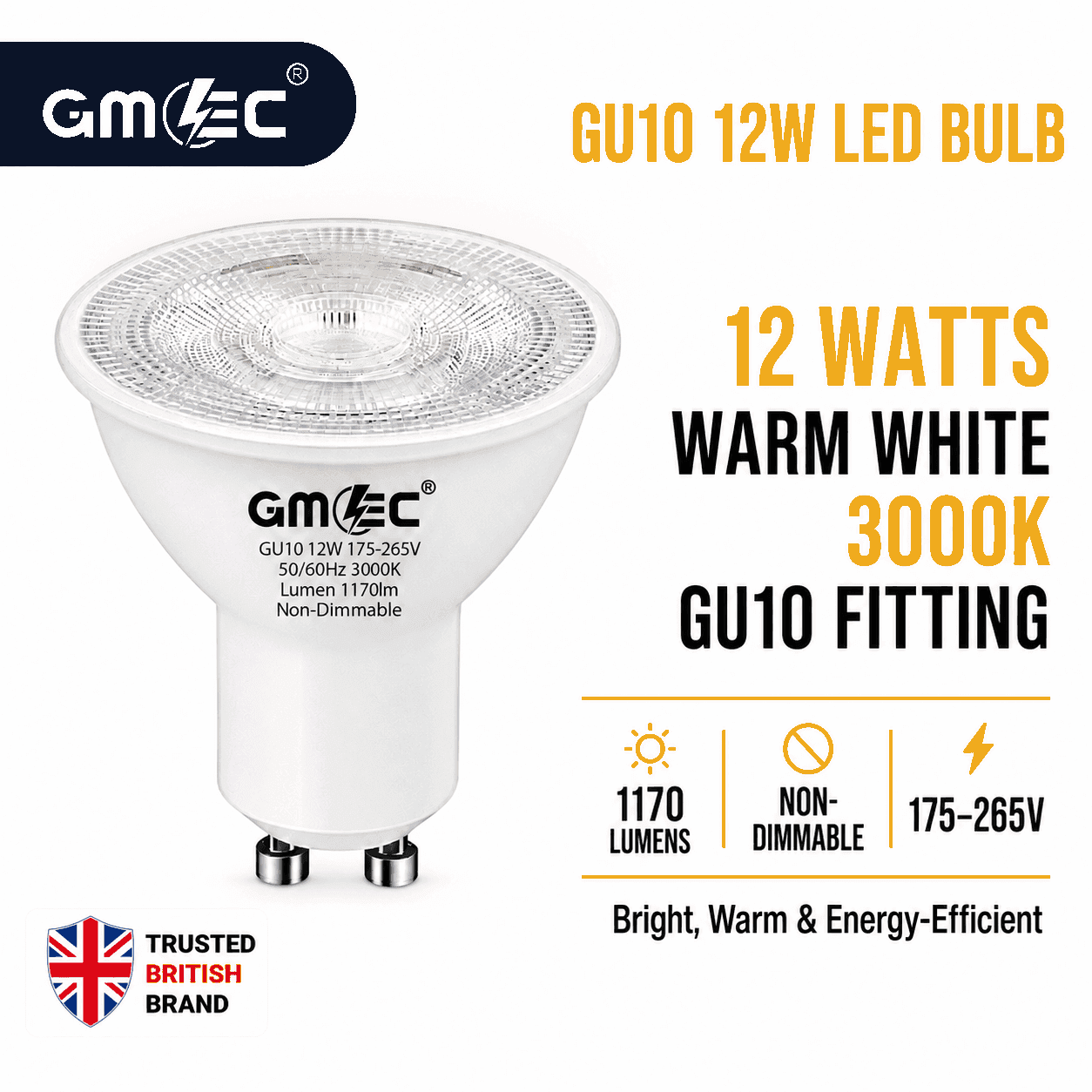 12W GU10 LED Bulb Warm White 3000K 1170 Lumens thumbnail 3