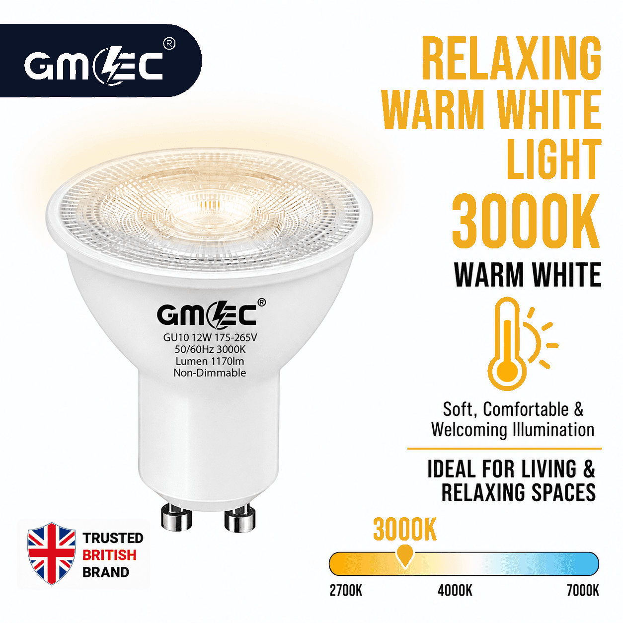 12W GU10 LED Bulb Warm White 3000K 1170 Lumens thumbnail 4