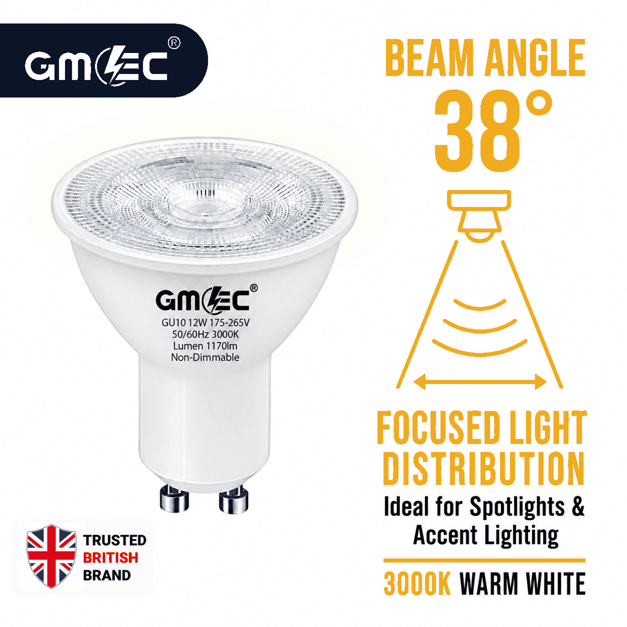 12W GU10 LED Bulb Warm White 3000K 1170 Lumens thumbnail 5