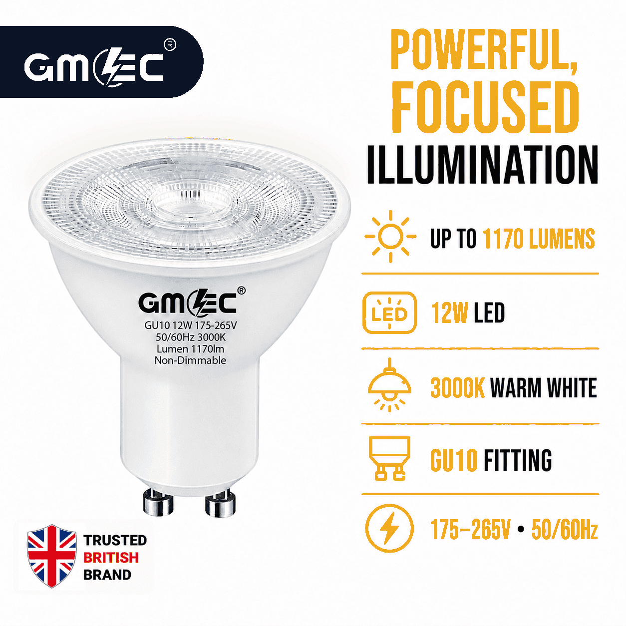12W GU10 LED Bulb Warm White 3000K 1170 Lumens thumbnail 6