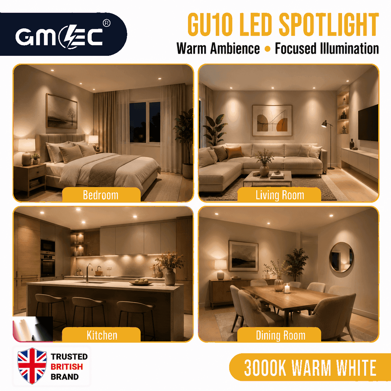 12W GU10 LED Bulb Warm White 3000K 1170 Lumens thumbnail 9