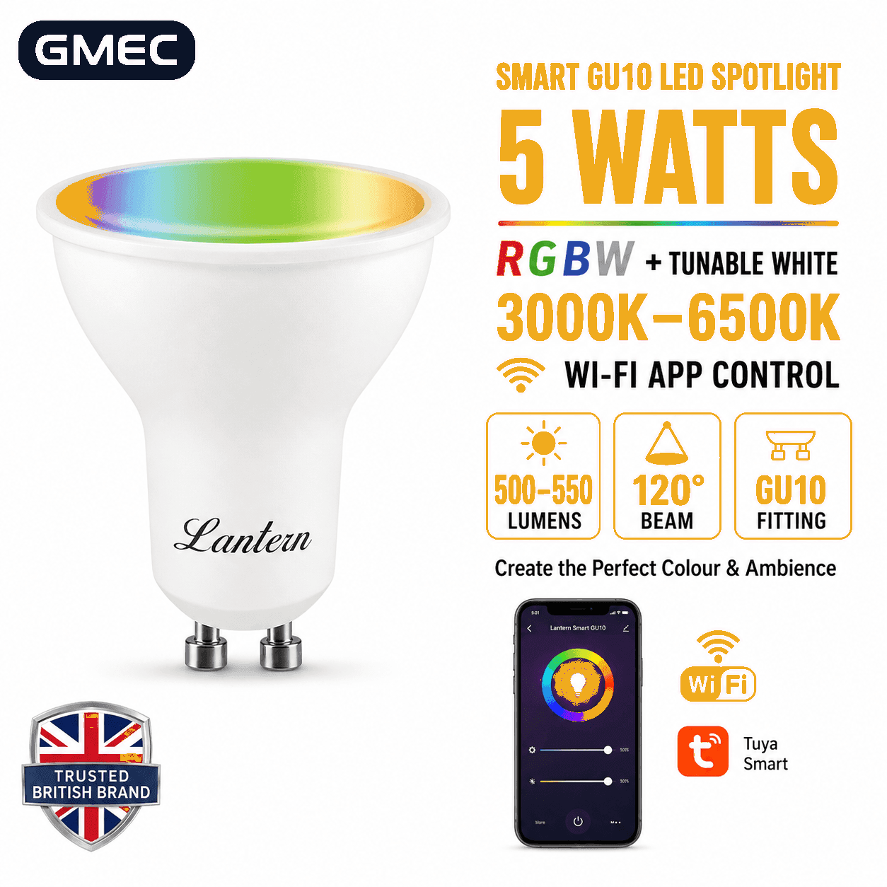 Best LANTERN 5W GU10 RGB Smart LED Bulb WiFi - Tunable White thumbnail 11
