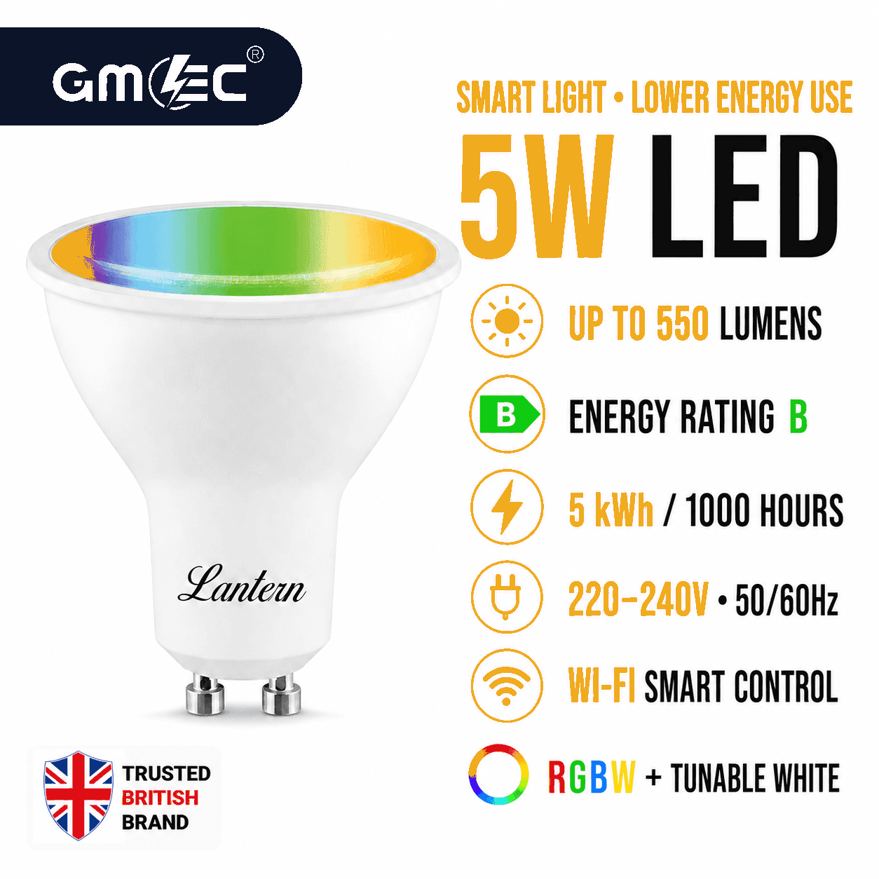 Best LANTERN 5W GU10 RGB Smart LED Bulb WiFi - Tunable White thumbnail 6