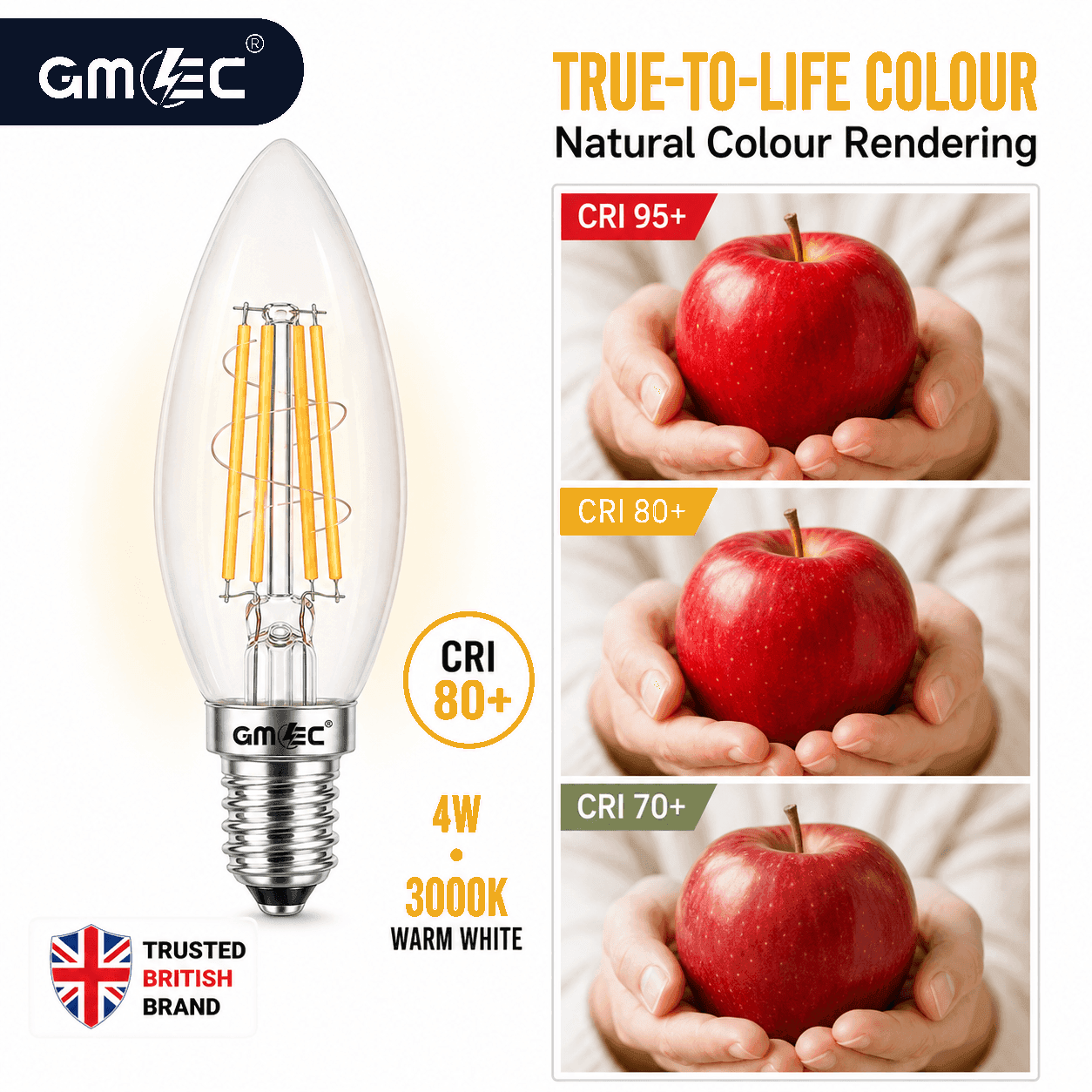 4W E14 LED Filament Candle Bulb Warm White 3000K 550 Lumens thumbnail 4