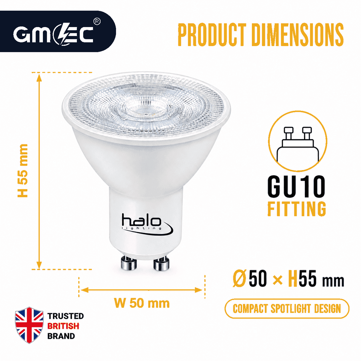 Halo 7W GU10 LED Bulb Cool White Dimmable, 550 Lumens thumbnail 3