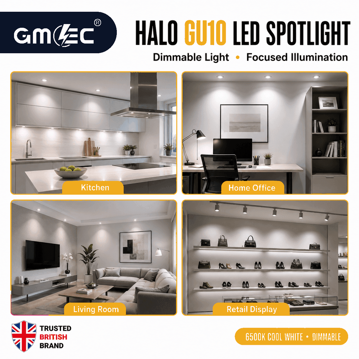 Halo 7W GU10 LED Bulb Cool White Dimmable, 550 Lumens thumbnail 5