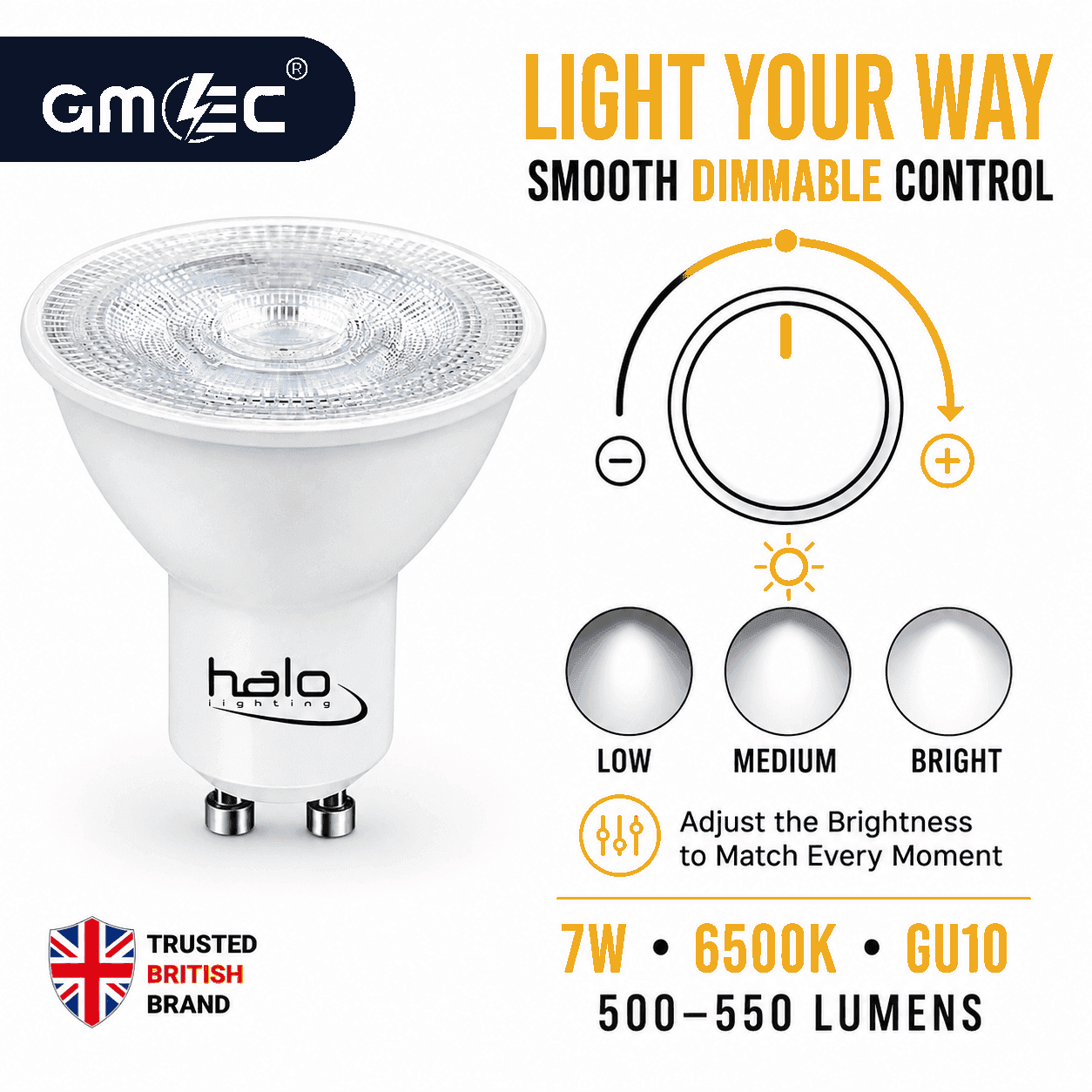 Halo 7W GU10 LED Bulb Cool White Dimmable, 550 Lumens thumbnail 6