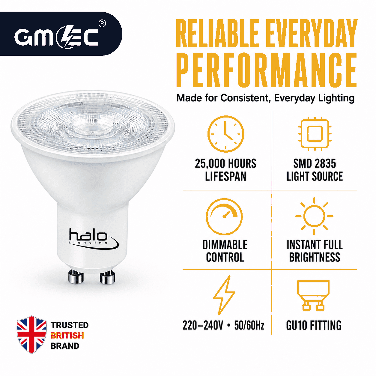 Halo 7W GU10 LED Bulb Cool White Dimmable, 550 Lumens thumbnail 7