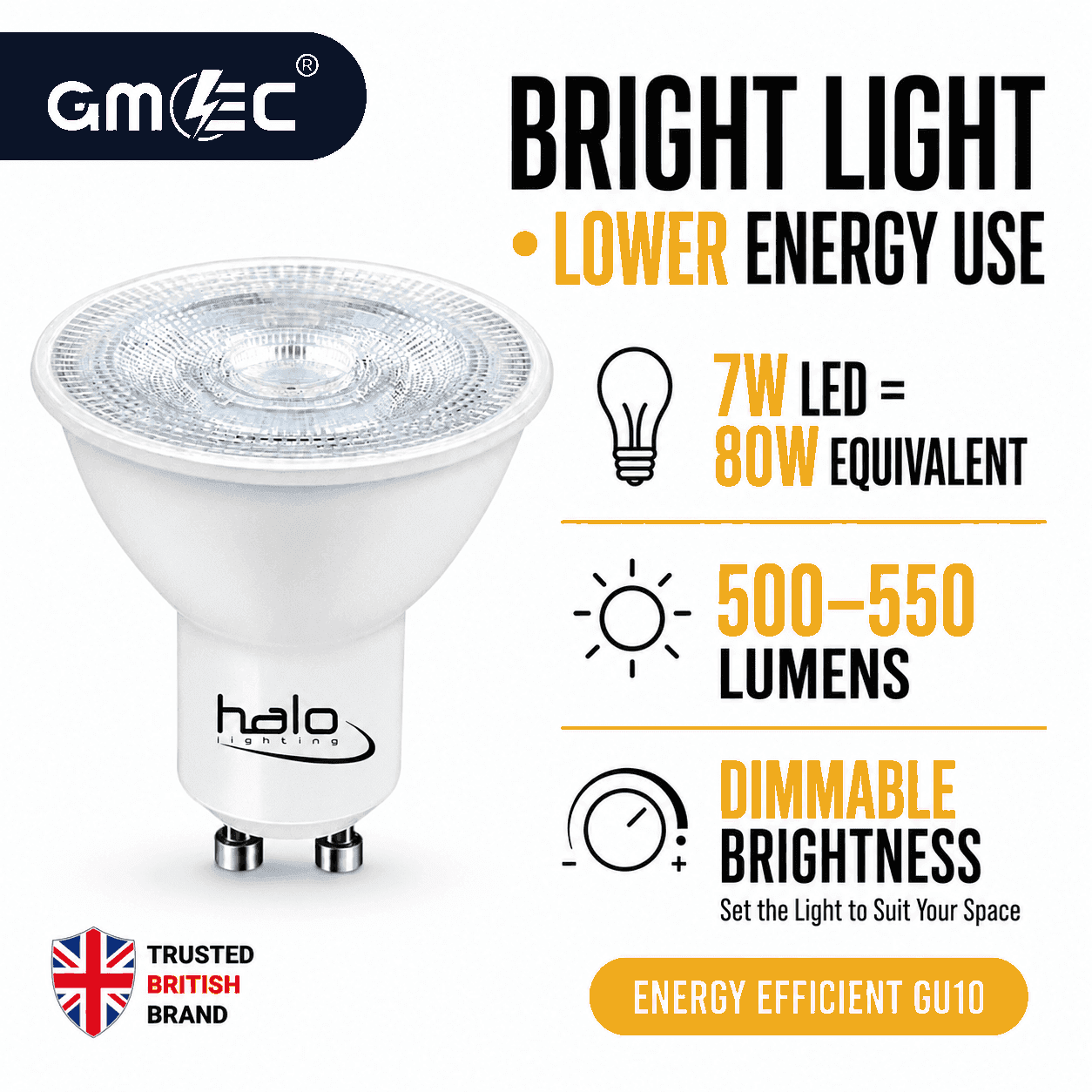 Halo 7W GU10 LED Bulb Cool White Dimmable, 550 Lumens thumbnail 8