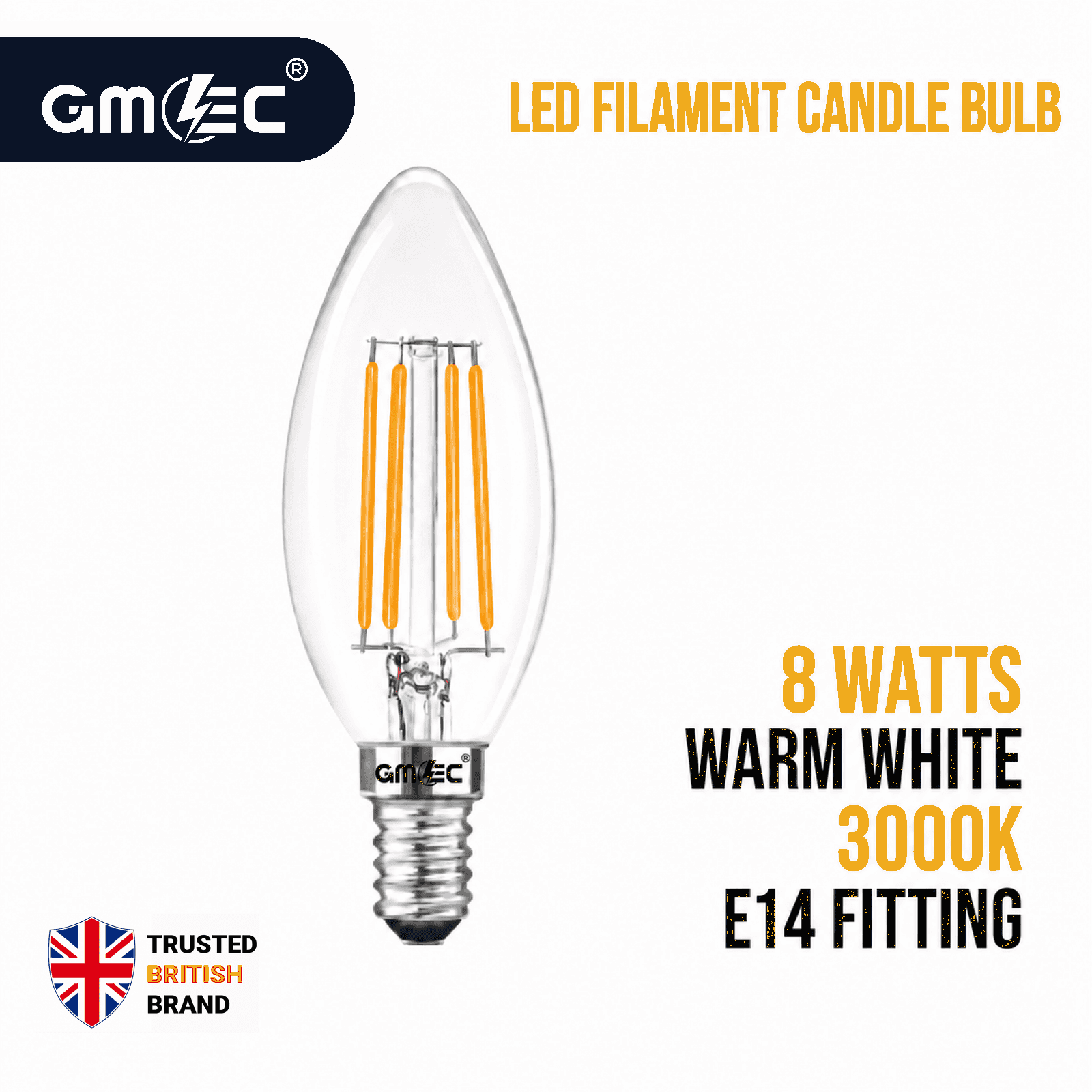 8W E14 LED Filament Bulb Warm White 3000K 1050 Lumens thumbnail 2