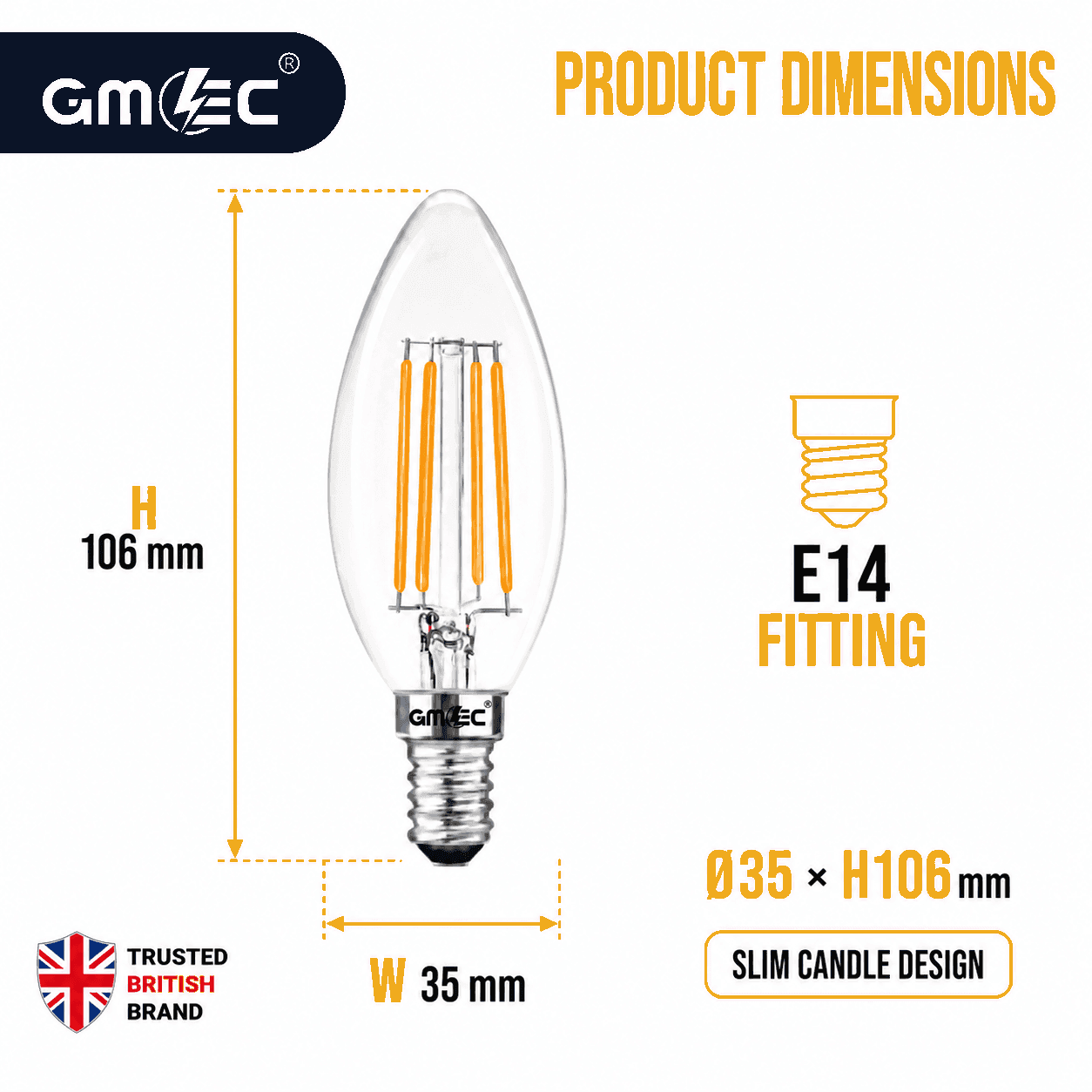 8W E14 LED Filament Bulb Warm White 3000K 1050 Lumens thumbnail 3