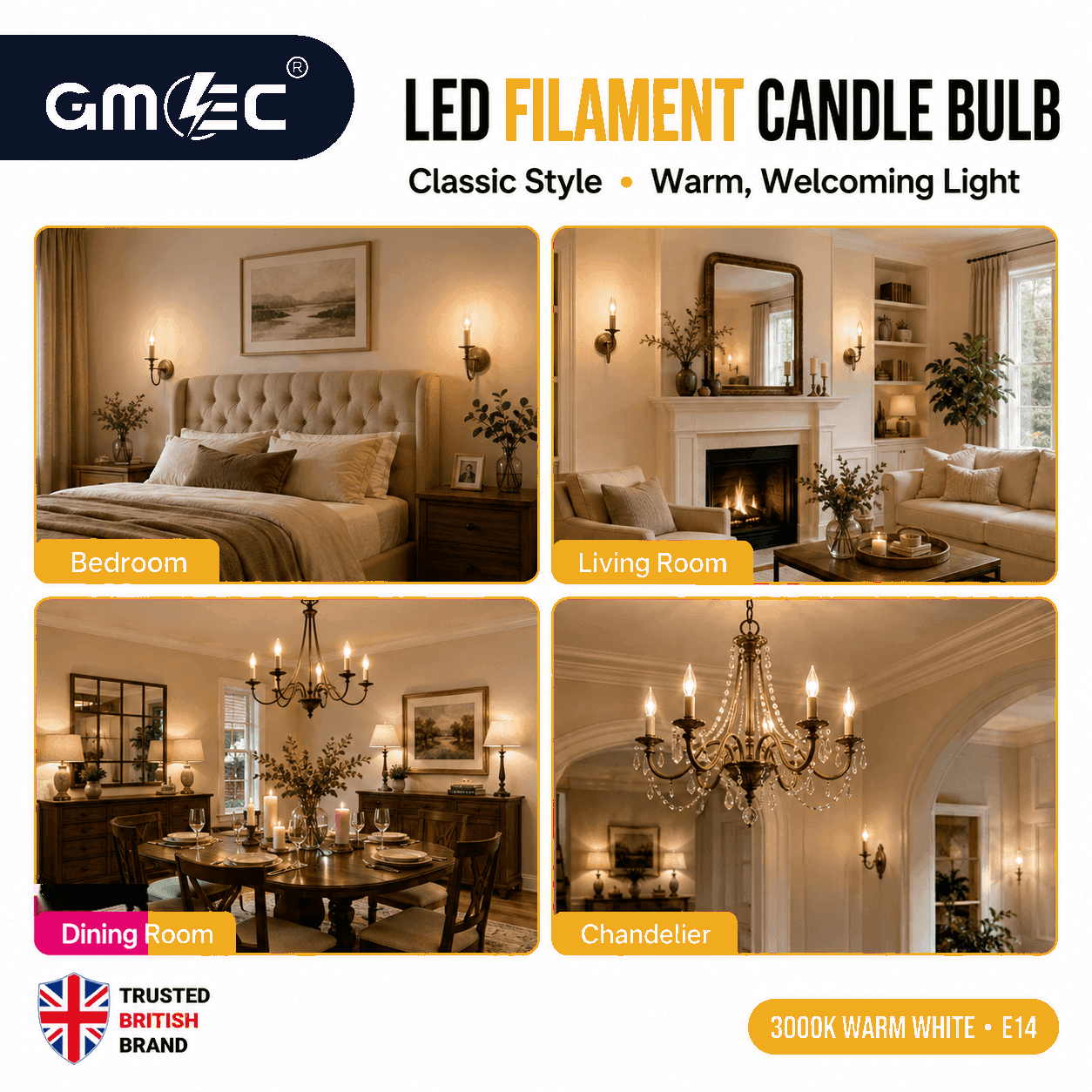 8W E14 LED Filament Bulb Warm White 3000K 1050 Lumens thumbnail 5
