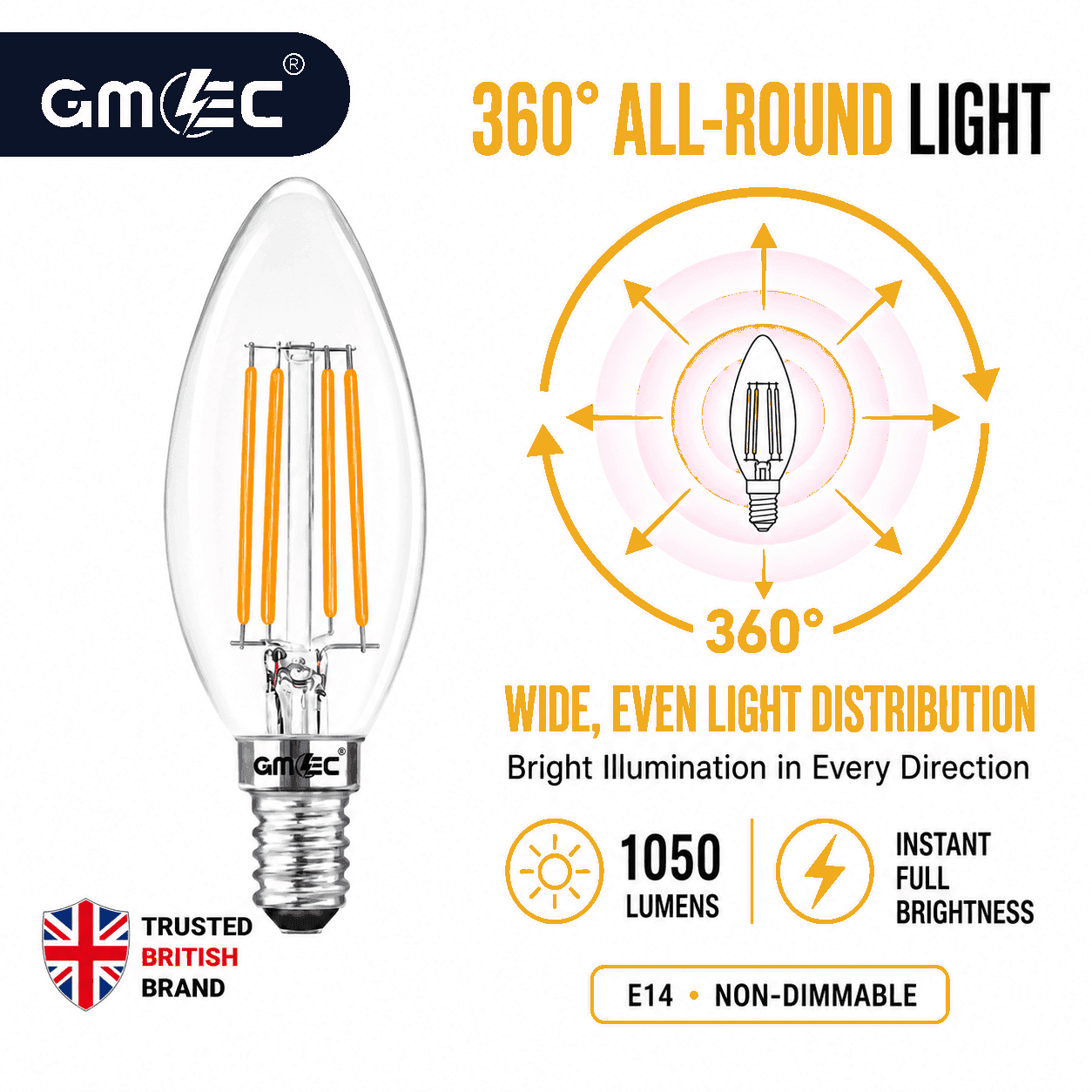 8W E14 LED Filament Bulb Warm White 3000K 1050 Lumens thumbnail 9