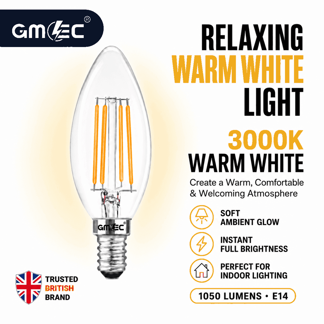 8W E14 LED Filament Bulb Warm White 3000K 1050 Lumens thumbnail 10