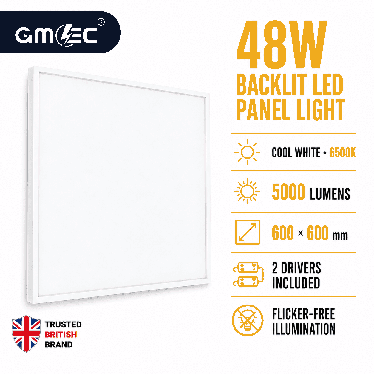 48W Backlit LED Panel Light Cool White 6500K 5000 Lumens thumbnail 11