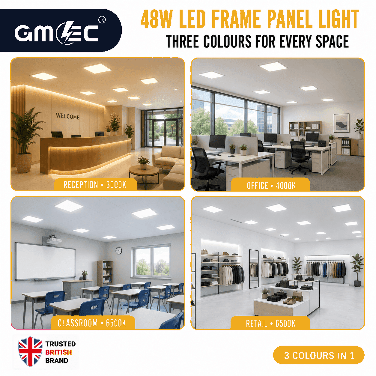 48W LED Frame Panel Light 3 Colours in 1, 4800 Lumens thumbnail 6