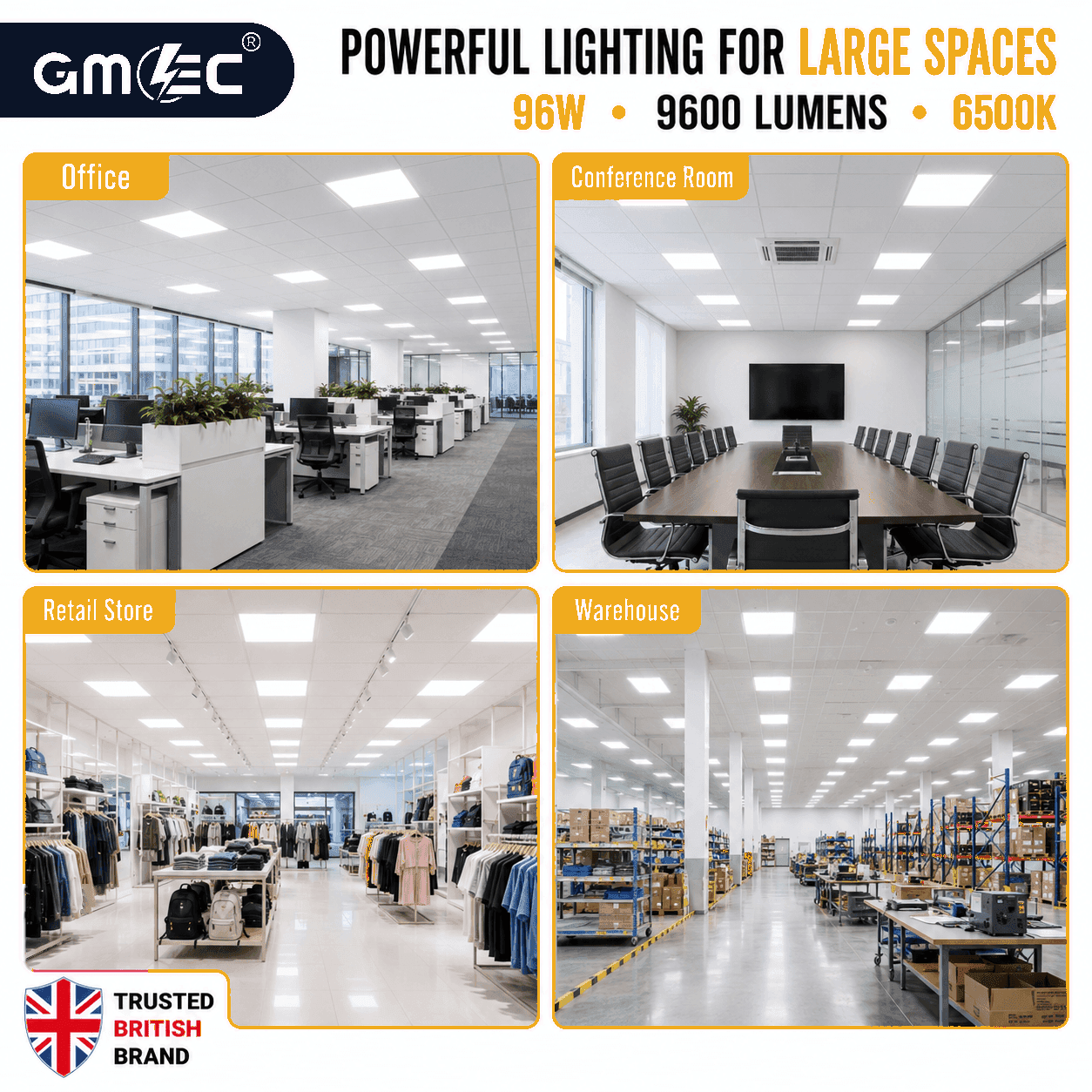96W Recessed LED Panel Light Cool White 6500K 9600 Lumens thumbnail 5