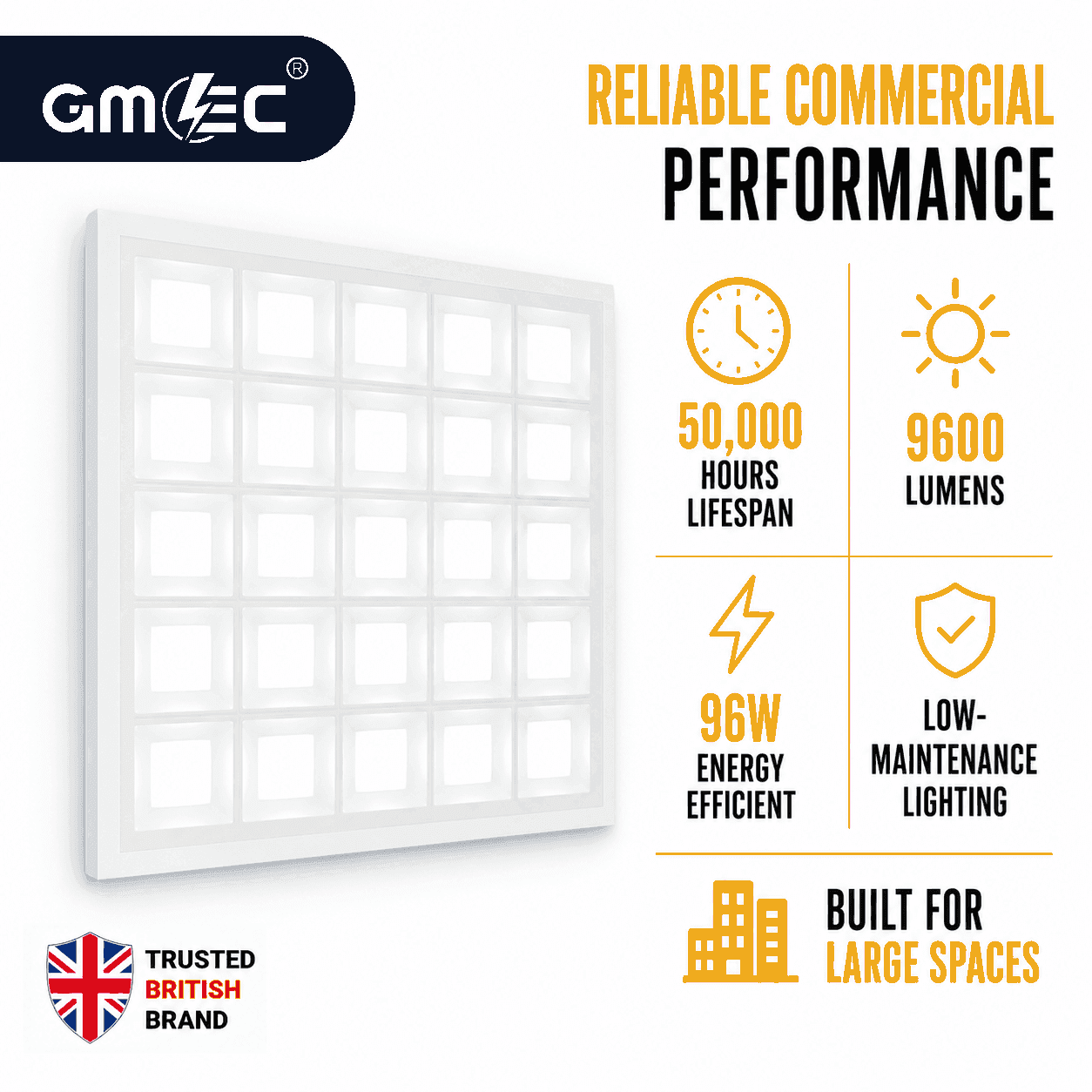 96W Recessed LED Panel Light Cool White 6500K 9600 Lumens thumbnail 6