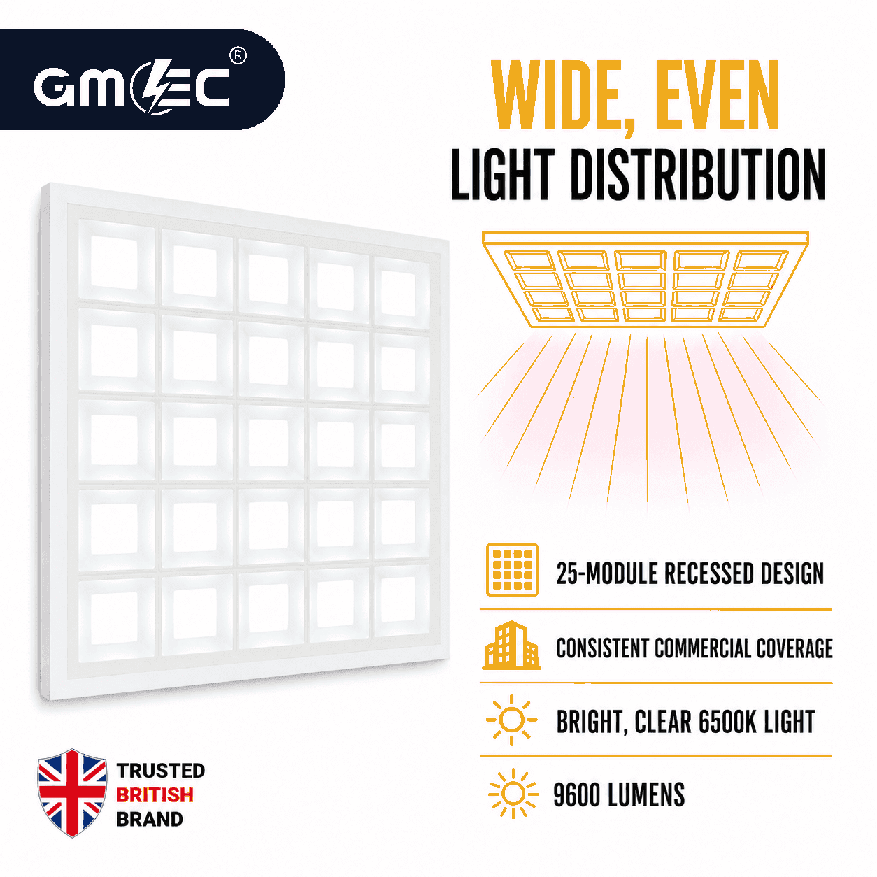 96W Recessed LED Panel Light Cool White 6500K 9600 Lumens thumbnail 9