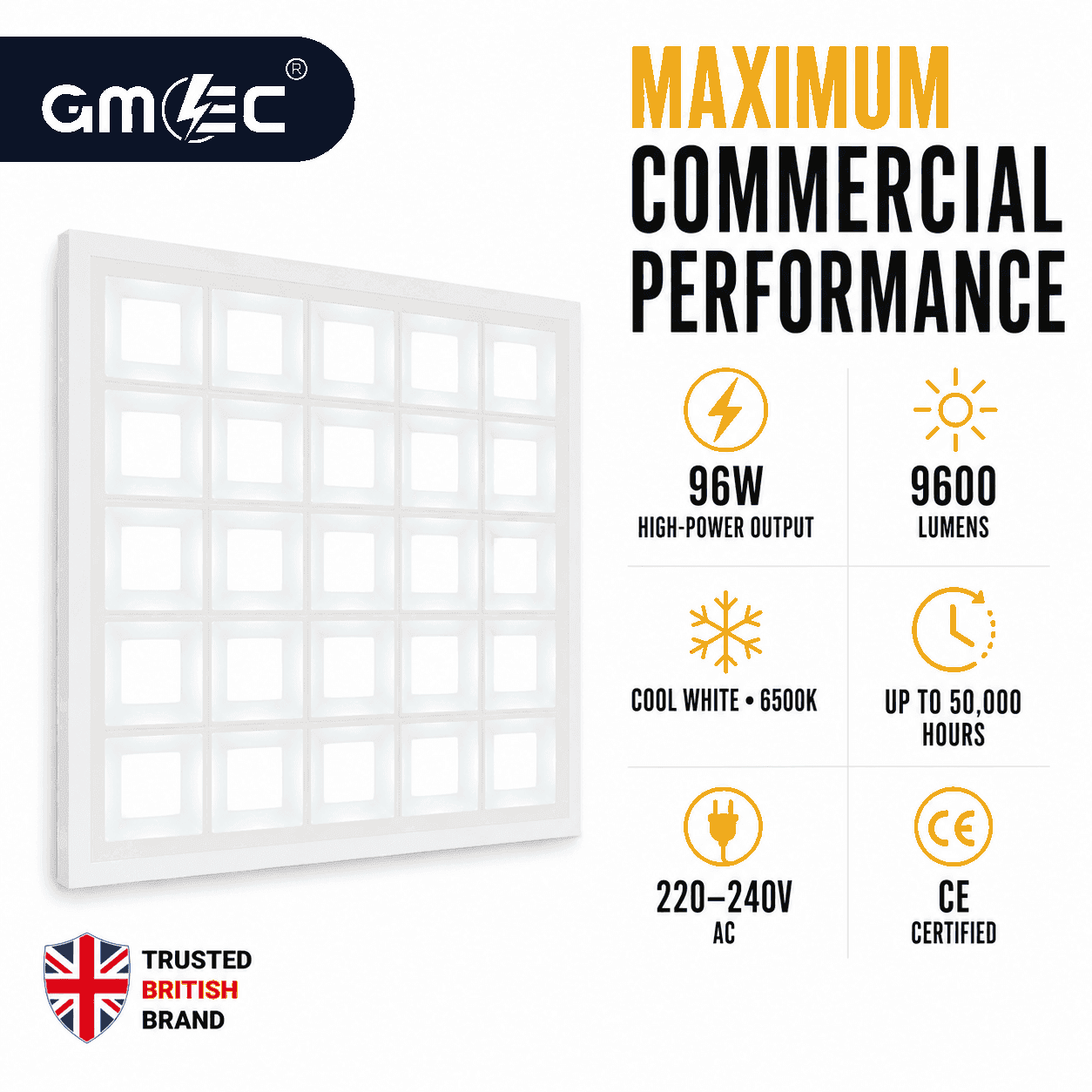 96W Recessed LED Panel Light Cool White 6500K 9600 Lumens thumbnail 10