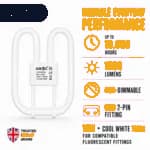16W 2D Fluorescent Bulb 2 Pin Cool White 7000K 1800 Lumens thumbnail 7