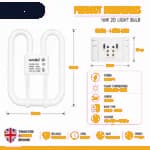 16W 2D Fluorescent Bulb 4 Pin Cool White 7000K 1800 Lumens thumbnail 3
