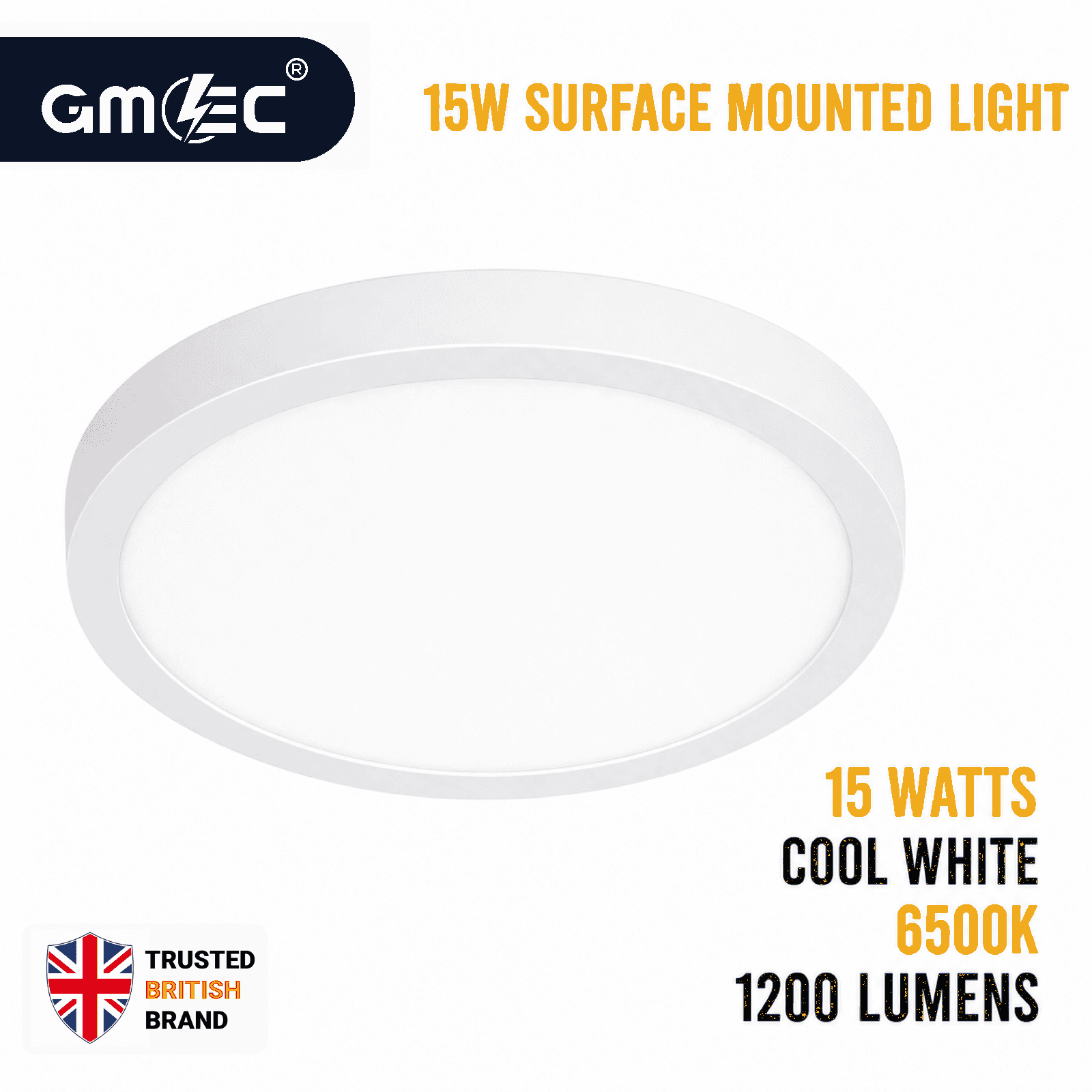 15W LED Surface Mounted Ceiling Light Cool White 6500K 1200 Lumens thumbnail 2