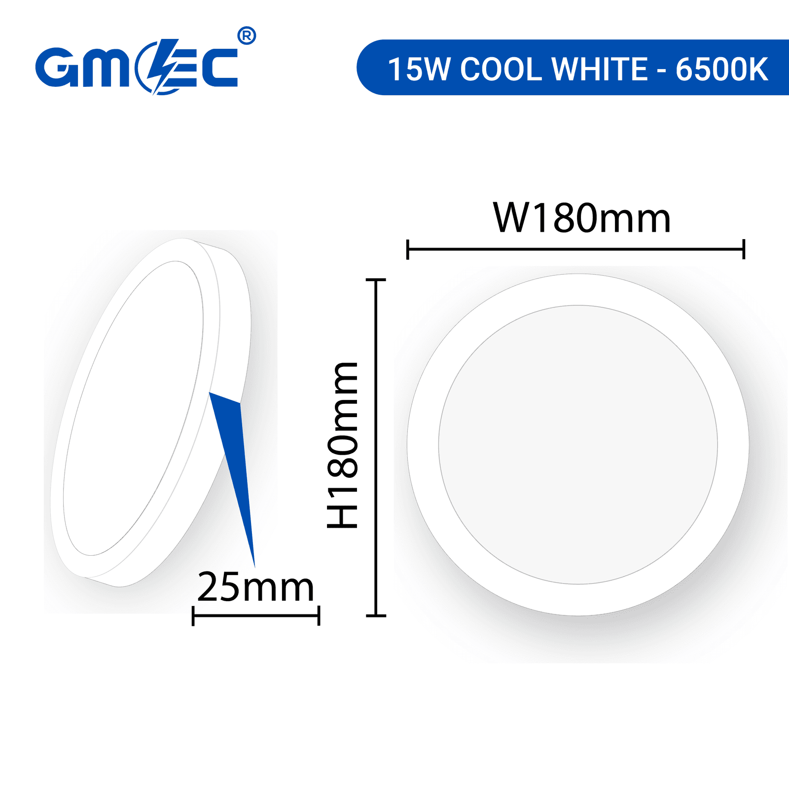 15W LED Surface Mounted Ceiling Light Cool White 6500K 1200 Lumens thumbnail 10