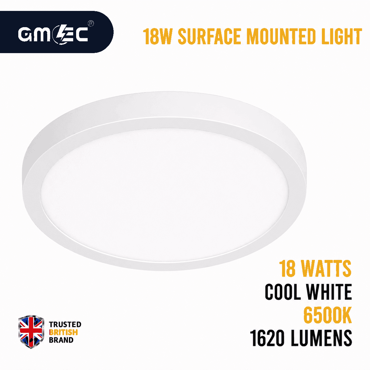 18W LED Surface Mounted Ceiling Light Cool White 6500K 1620 Lumens thumbnail 2