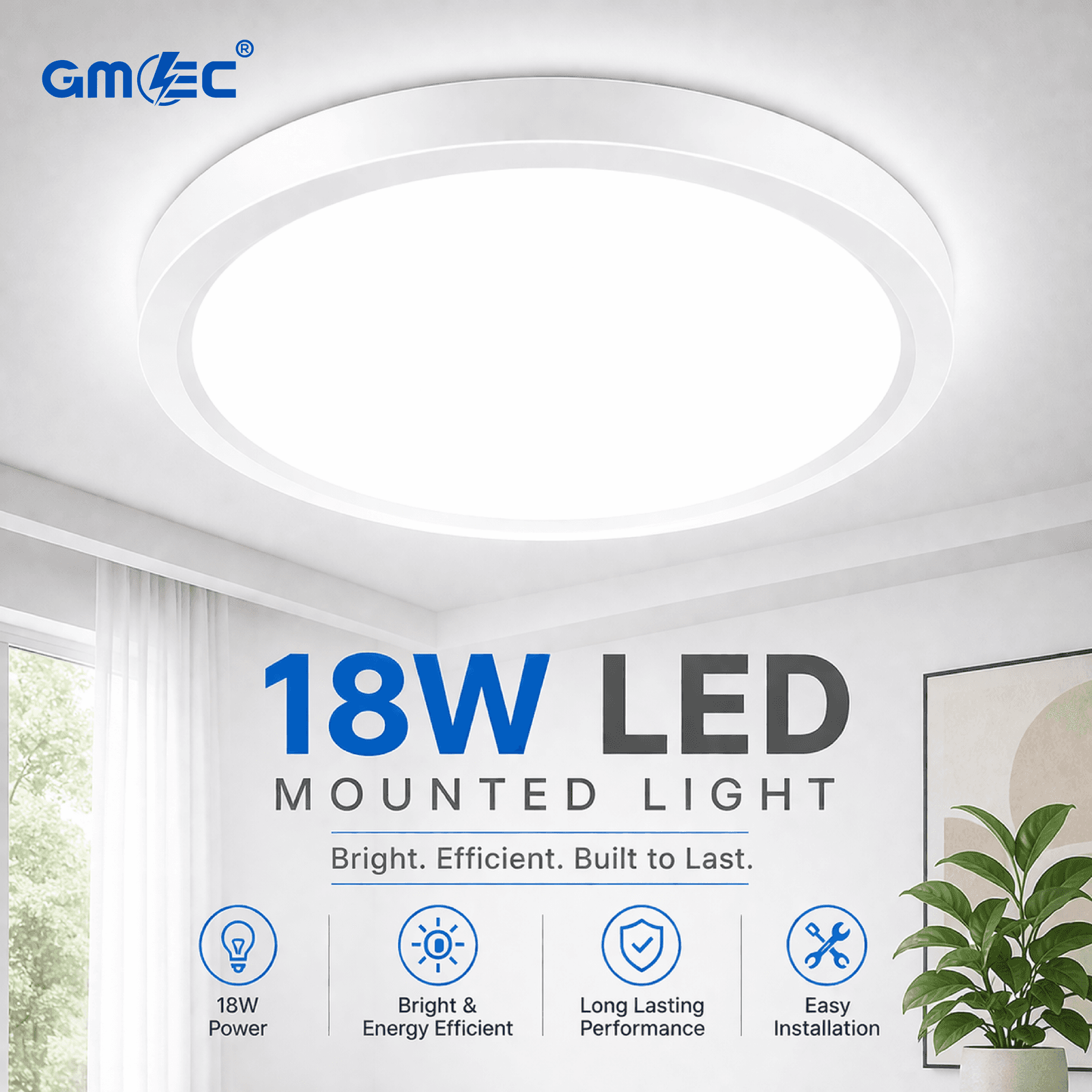 18W LED Surface Mounted Ceiling Light Cool White 6500K 1620 Lumens thumbnail 3